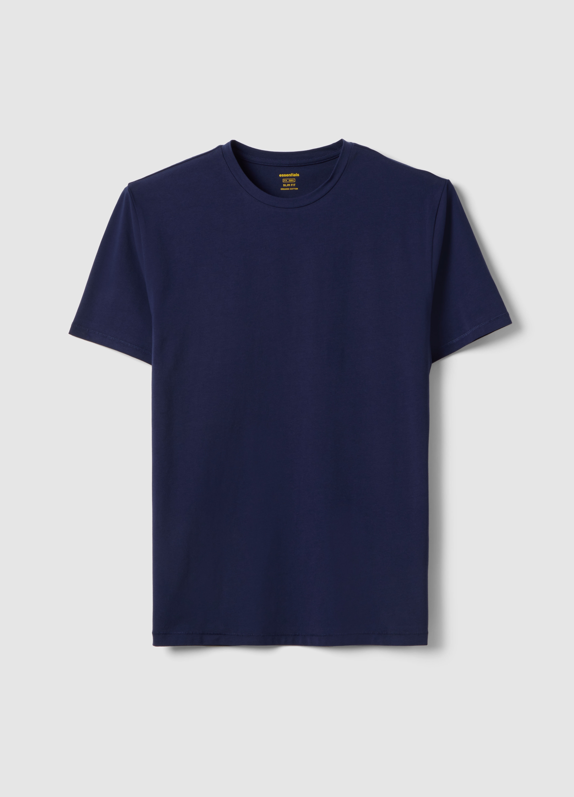 T-shirt In Cotone Elasticizzato Blu Slim Fit, Hombre, Azul Noche, Talla: L