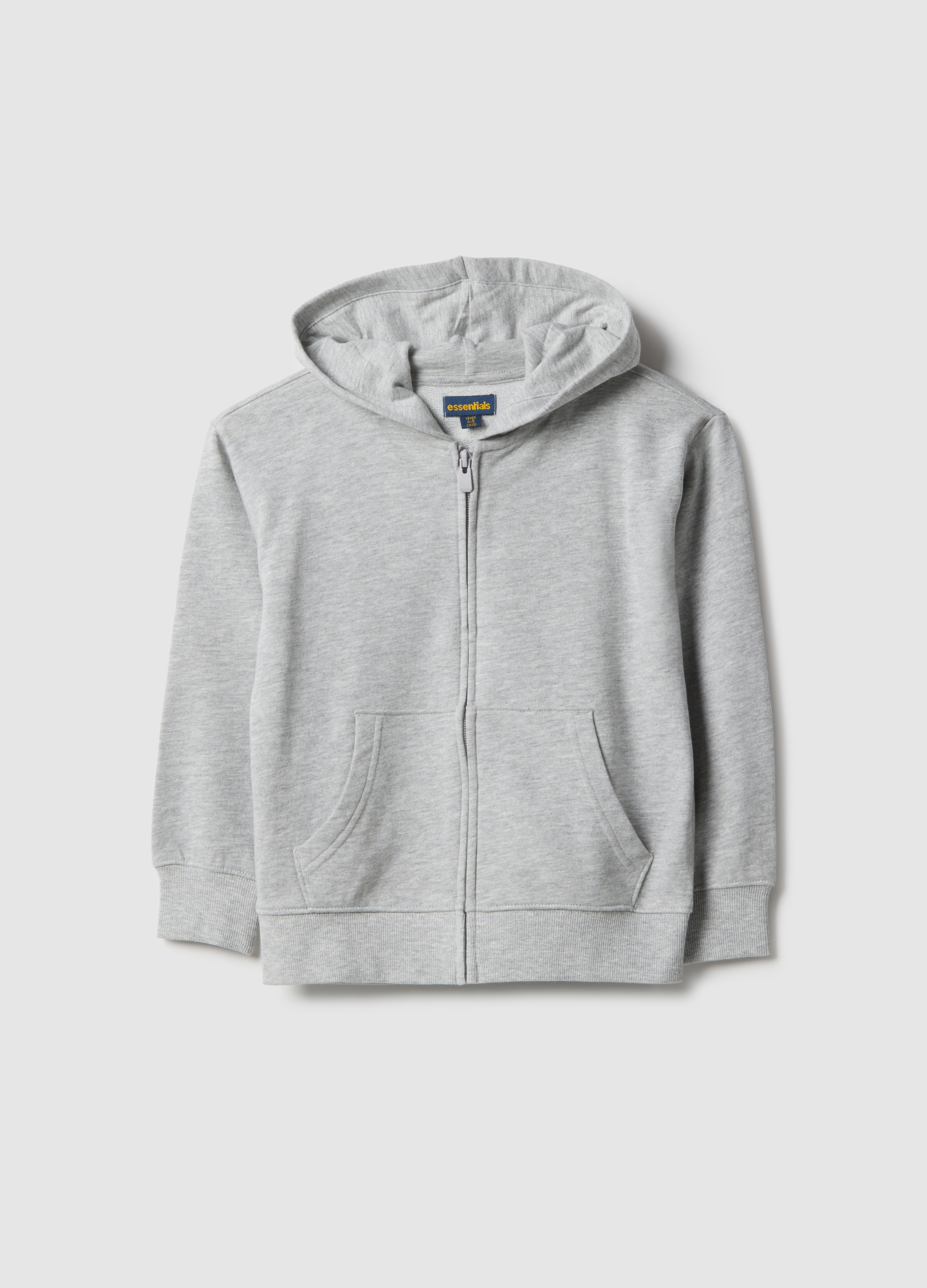 OVS KIDS, Sudadera Con Capucha Gris Para Niños Con Cremallera En Algodón Puro Ajuste Regular, Niño, Gris jaspeado, Talla: 7-8