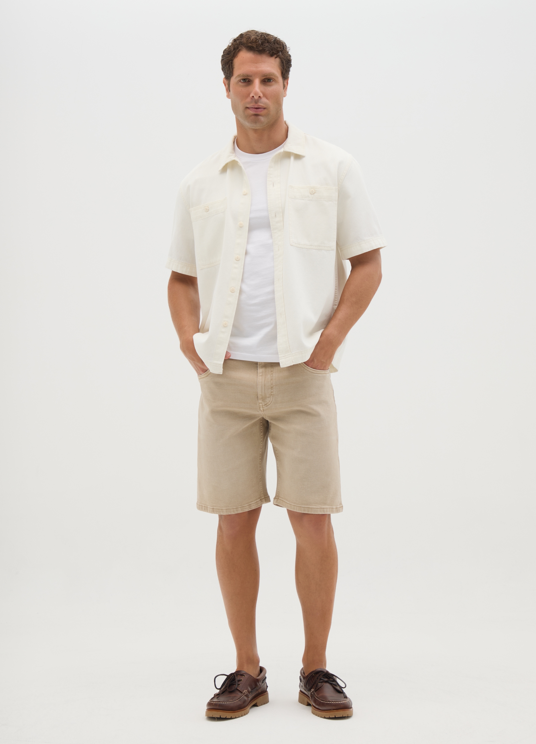 OVS , Bermuda Da Uomo In Denim Beige Regular Fit, Beige, Taglia: 46