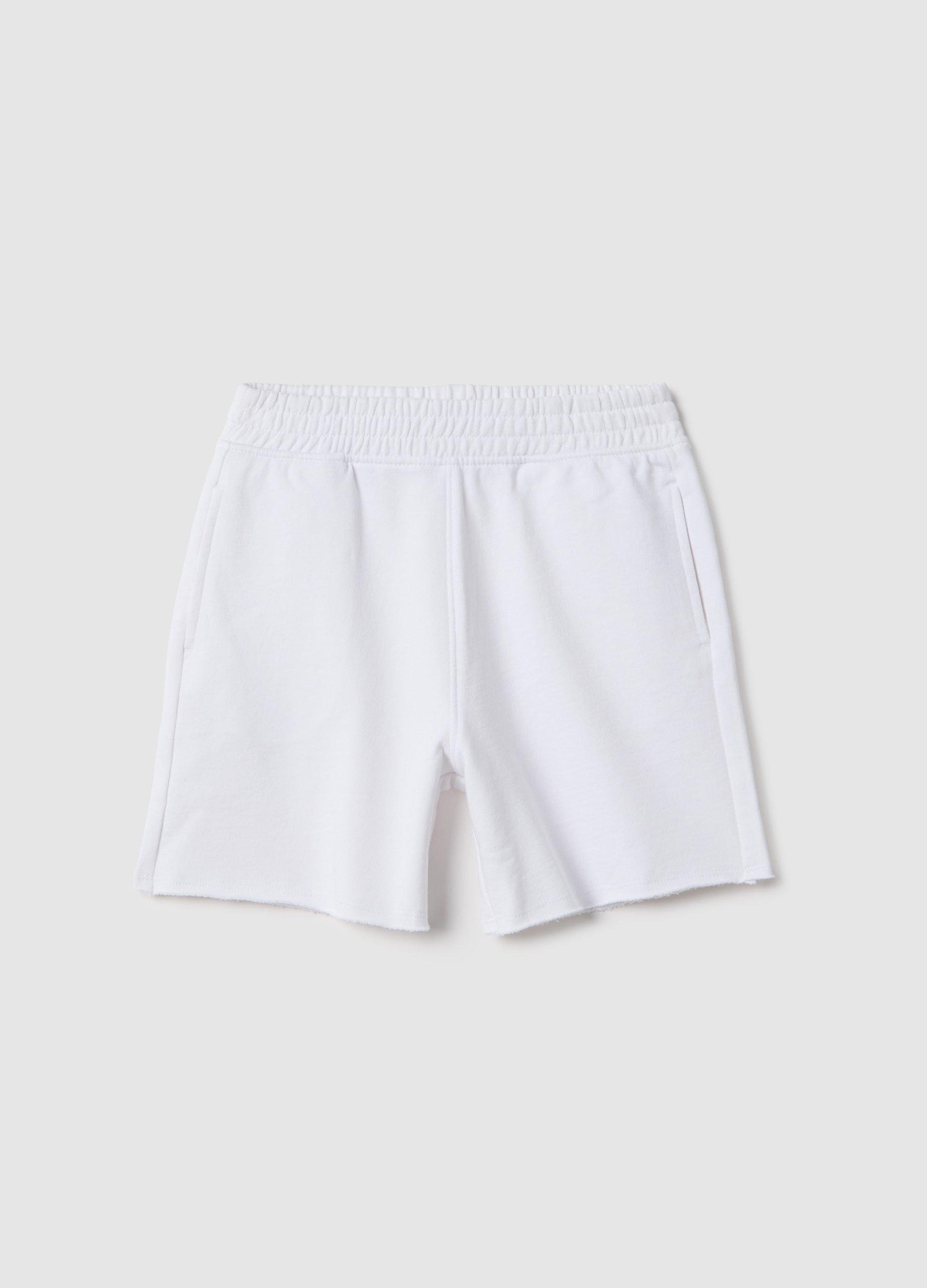 OVS KIDS, Pantalones Jogger Cortos De Niño En Algodón Blanco De Ajuste Regular, Niño, Blanco óptico, Talla: 5-6