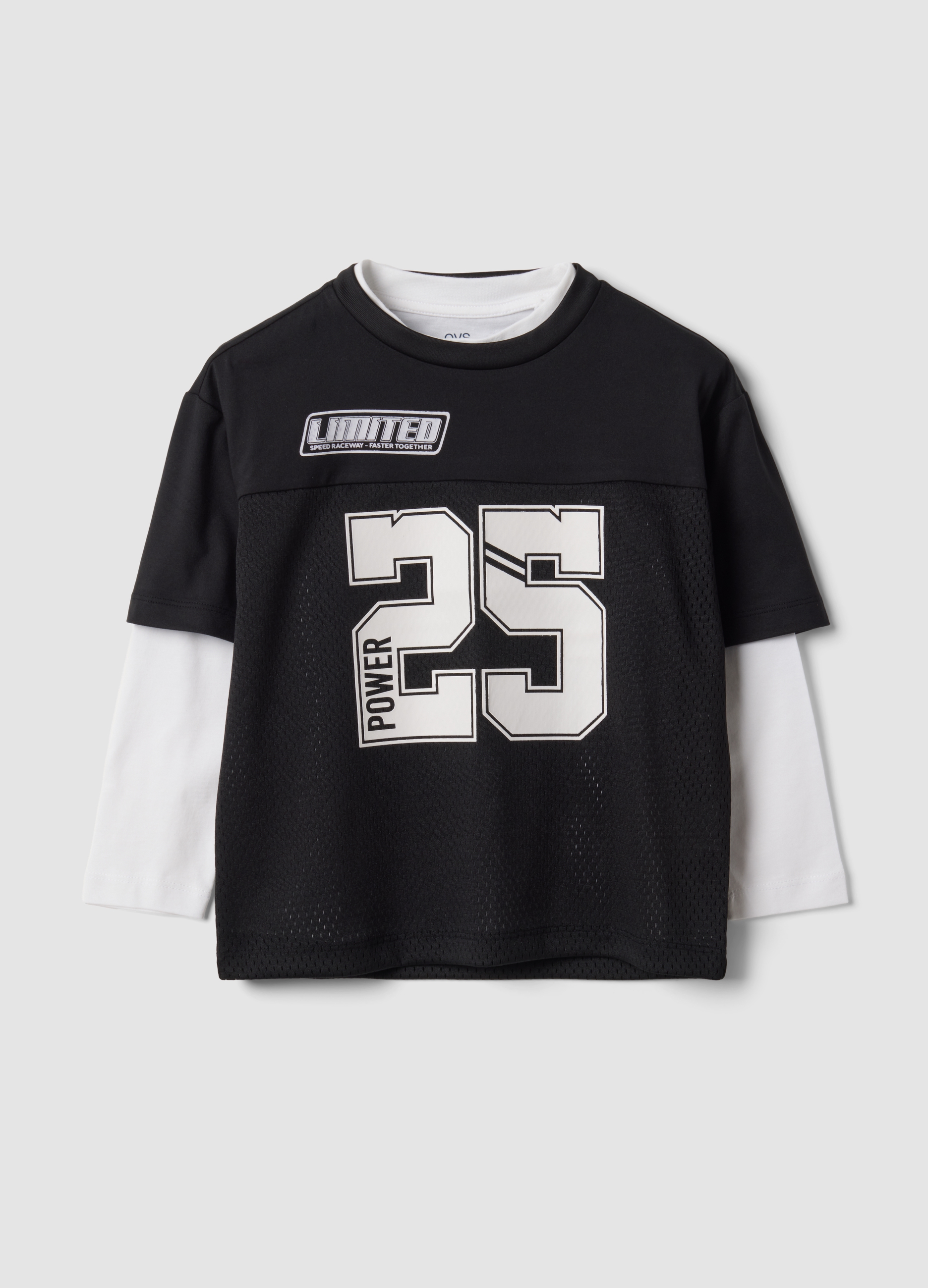 OVS KIDS, T-shirt Nera In Puro Cotone Con Girocollo E Stampa Street Relaxed Fit, Bambino, Nero, Taglia: 5-6