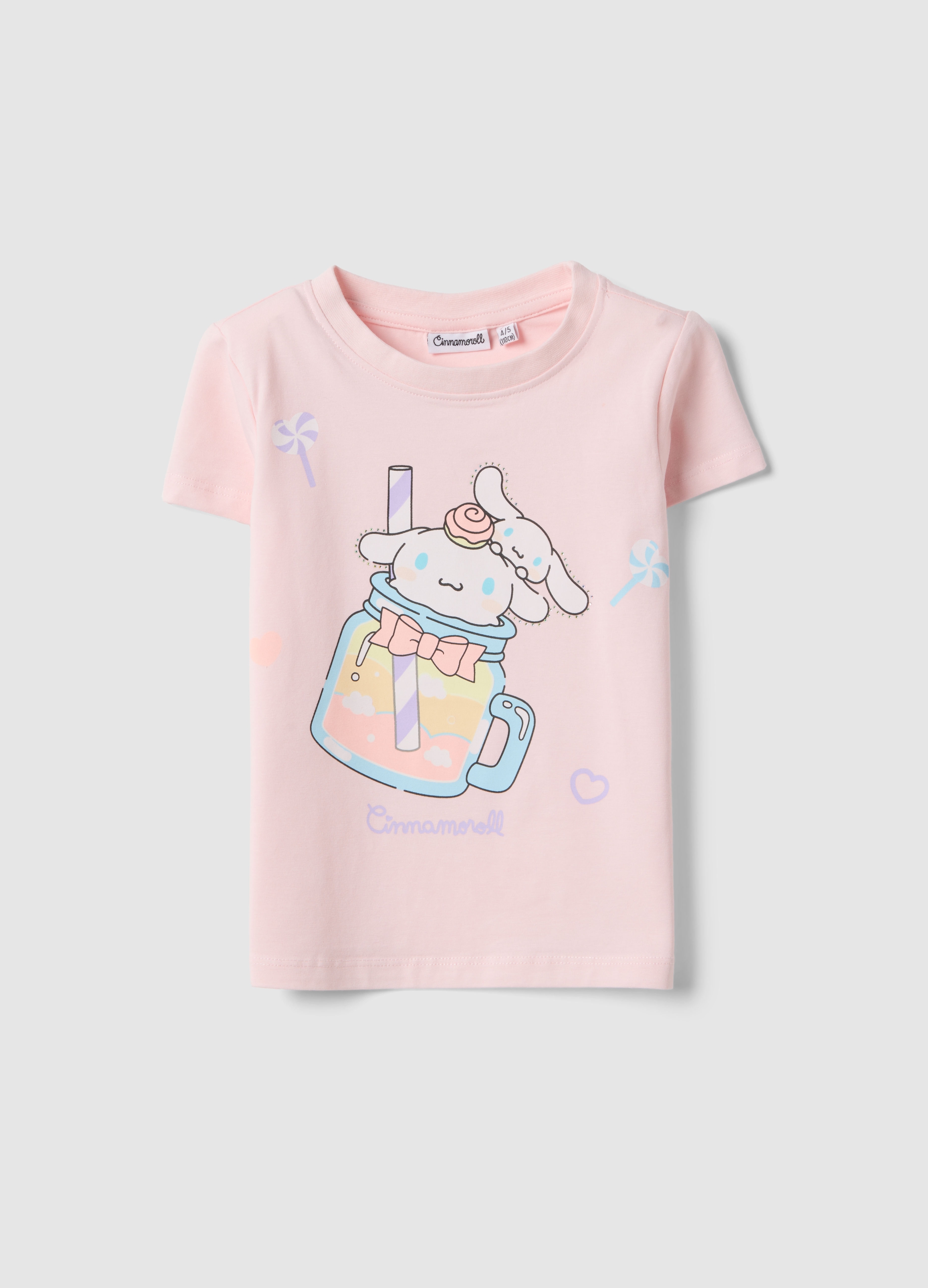 OVS KIDS, T-shirt In Cotone Elasticizzato Rosa Da Bambina Regular Fit Con Stampa, Niña, Rosa Claro, Talla: 9-10