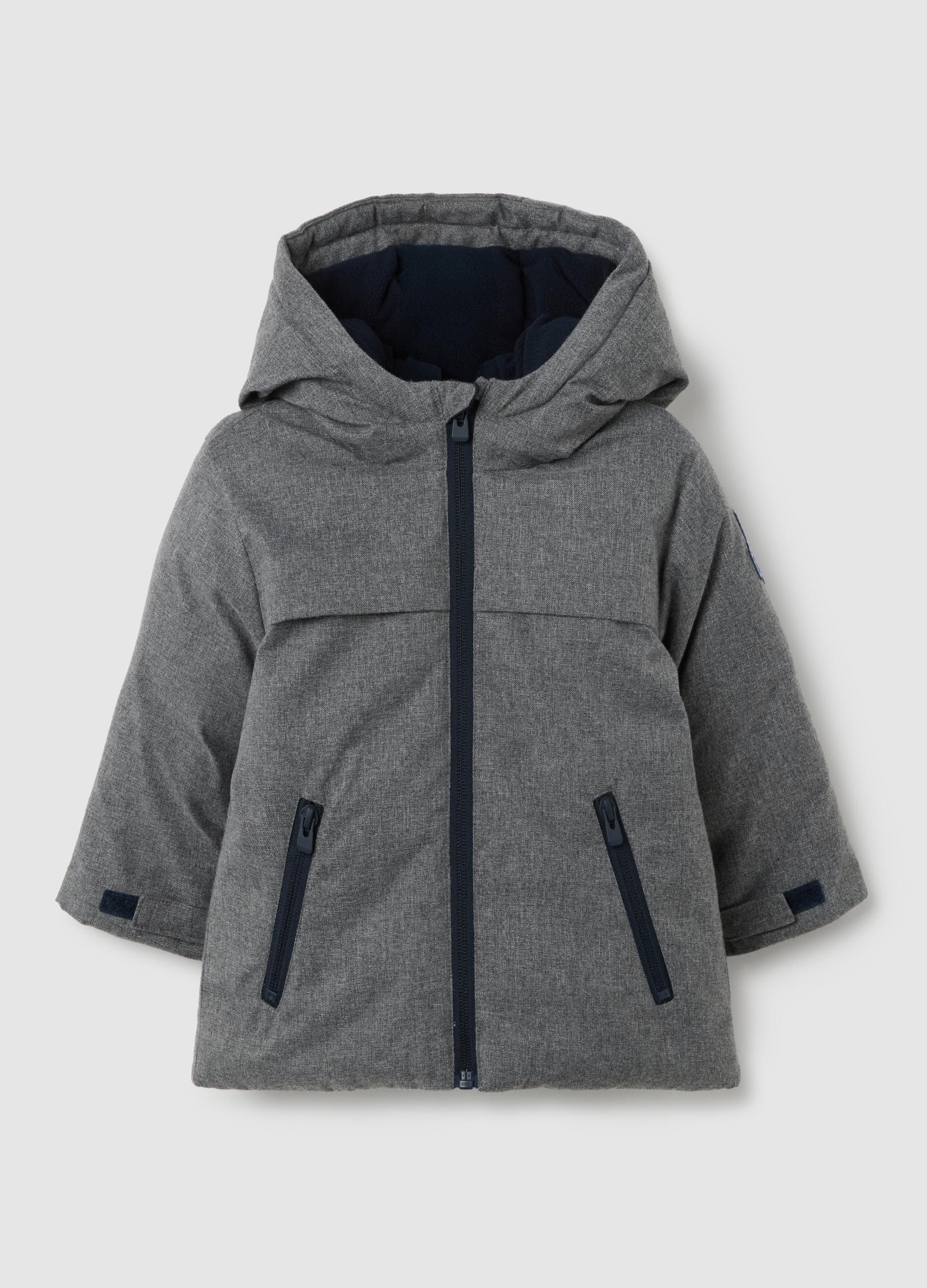 OVS, Chaqueta Infantil Acolchada Gris Con Capucha, Niño, Gris jaspeado, Talla: 18-24