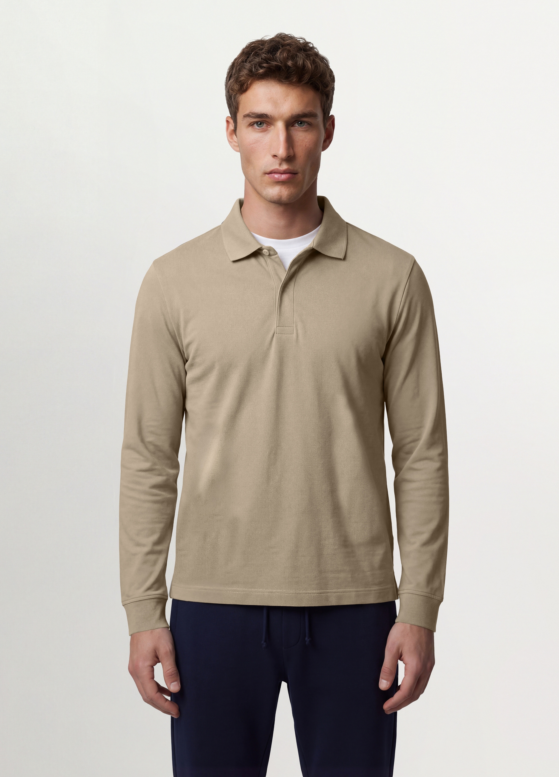 OVS, Polo Grigia In Cotone Elasticizzato A Maniche Lunghe Regular Fit, Uomo, Grigio, Taglia: XL