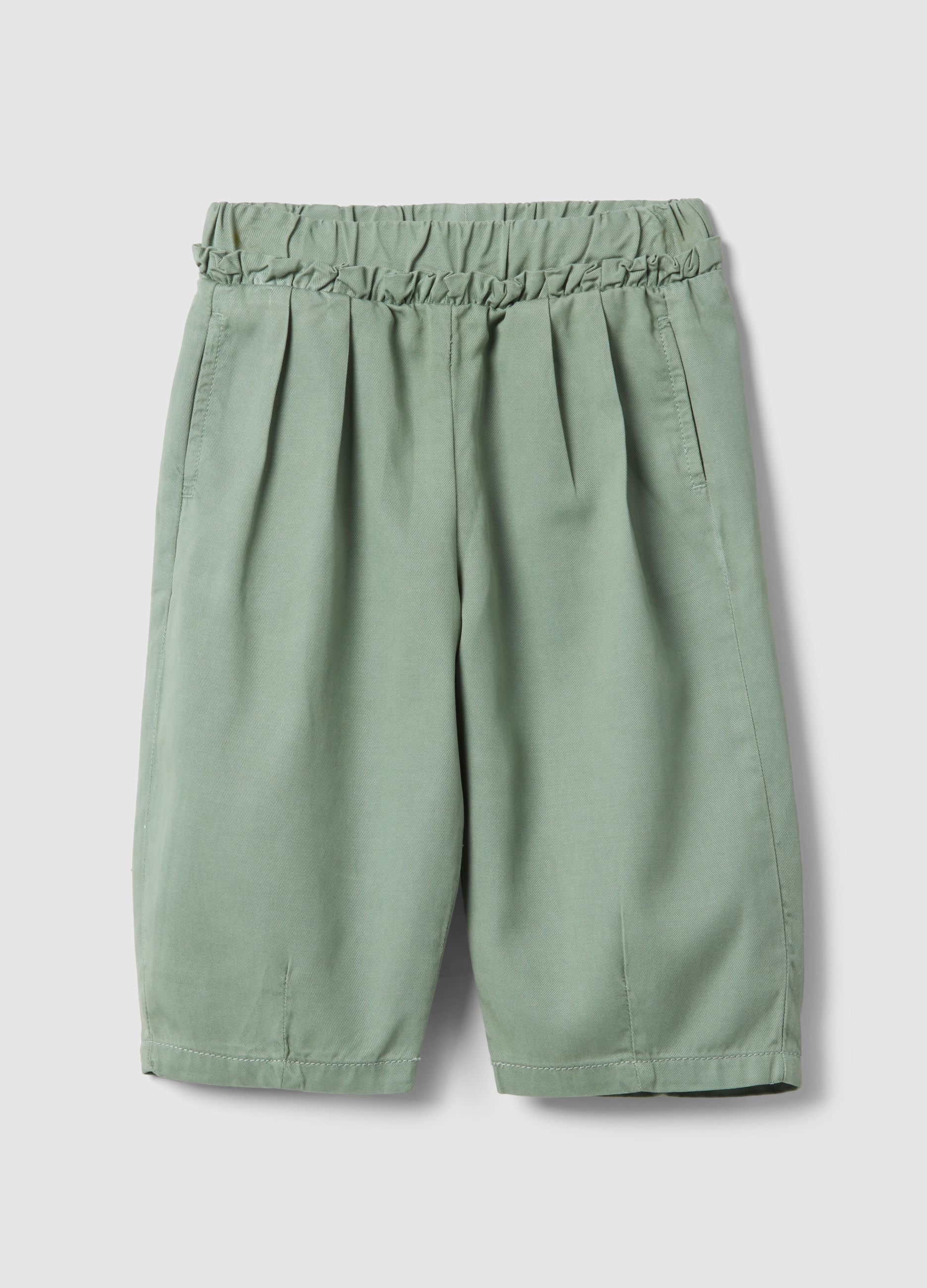 FAGOTTINO, Pantalones Baggy Verdes En Lyocell Y Algodón Para Niñas, Niña, Verde hoja, Talla: 24-30