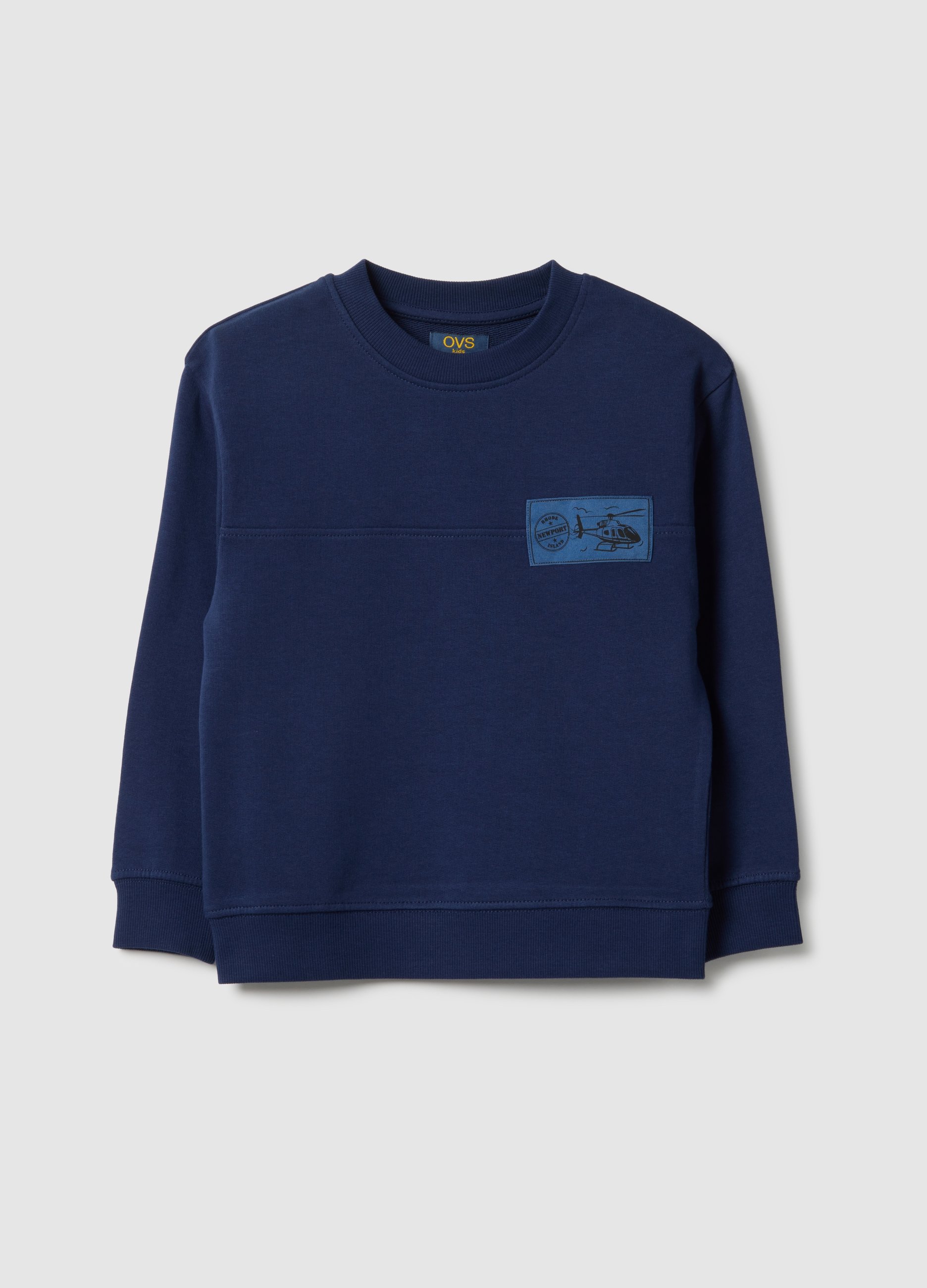 OVS KIDS, Sudadera Azul De Cuello Redondo Para Niño En Algodón Puro Con Ajuste Holgado, Niño, Azul oscuro, Talla: 3-4