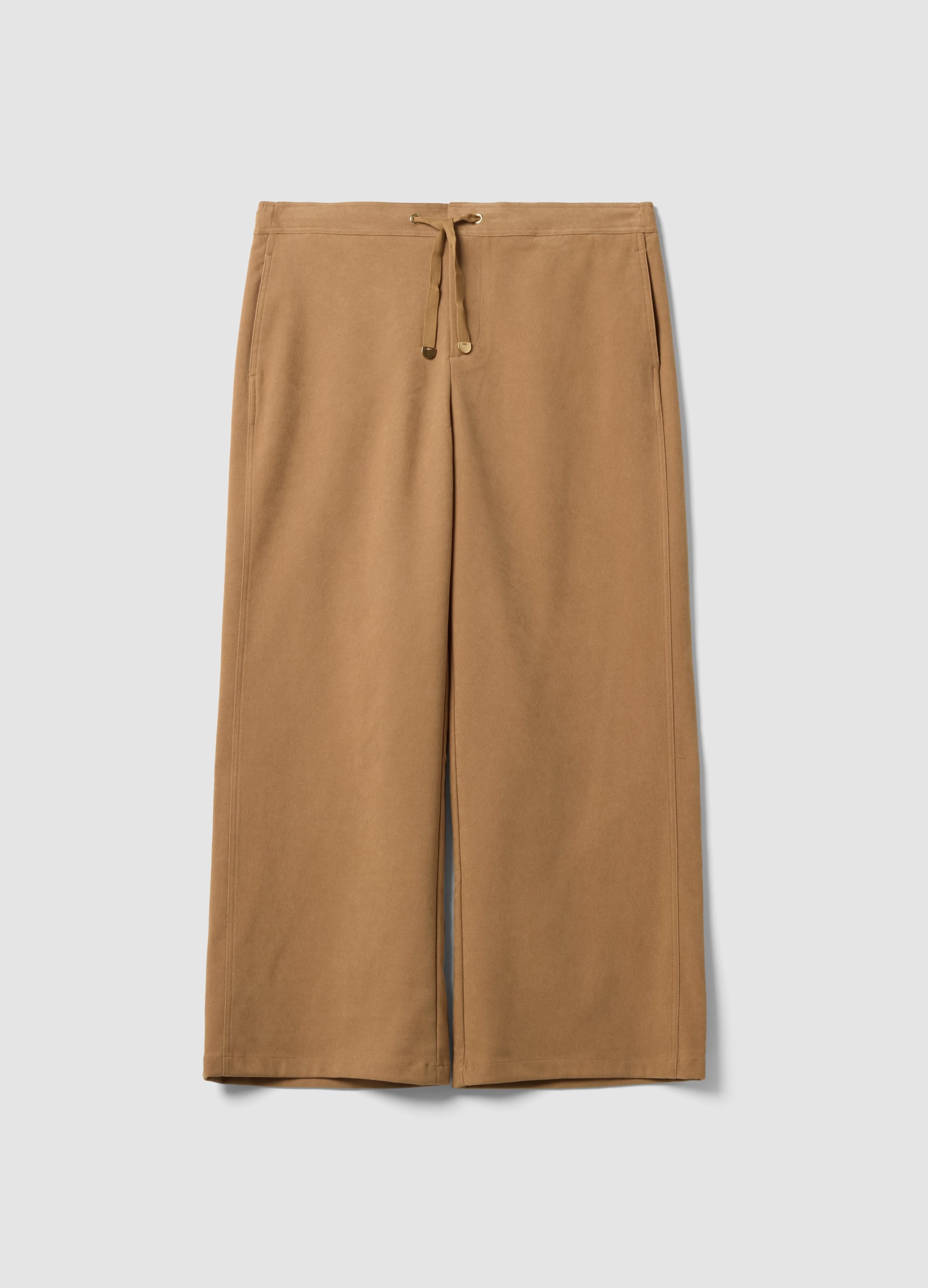 MYA, Jogger Marroni Wide Leg In Tessuto Elasticizzato, Donna, Marrone, Taglia: S