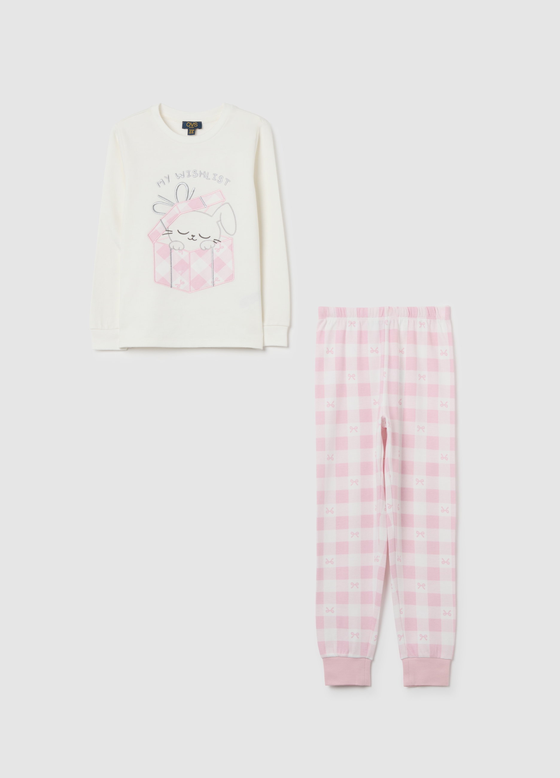 OVS KIDS, Pijama Rosa De Algodón Para Niña, Niña, Pink/White, Talla: 4-5