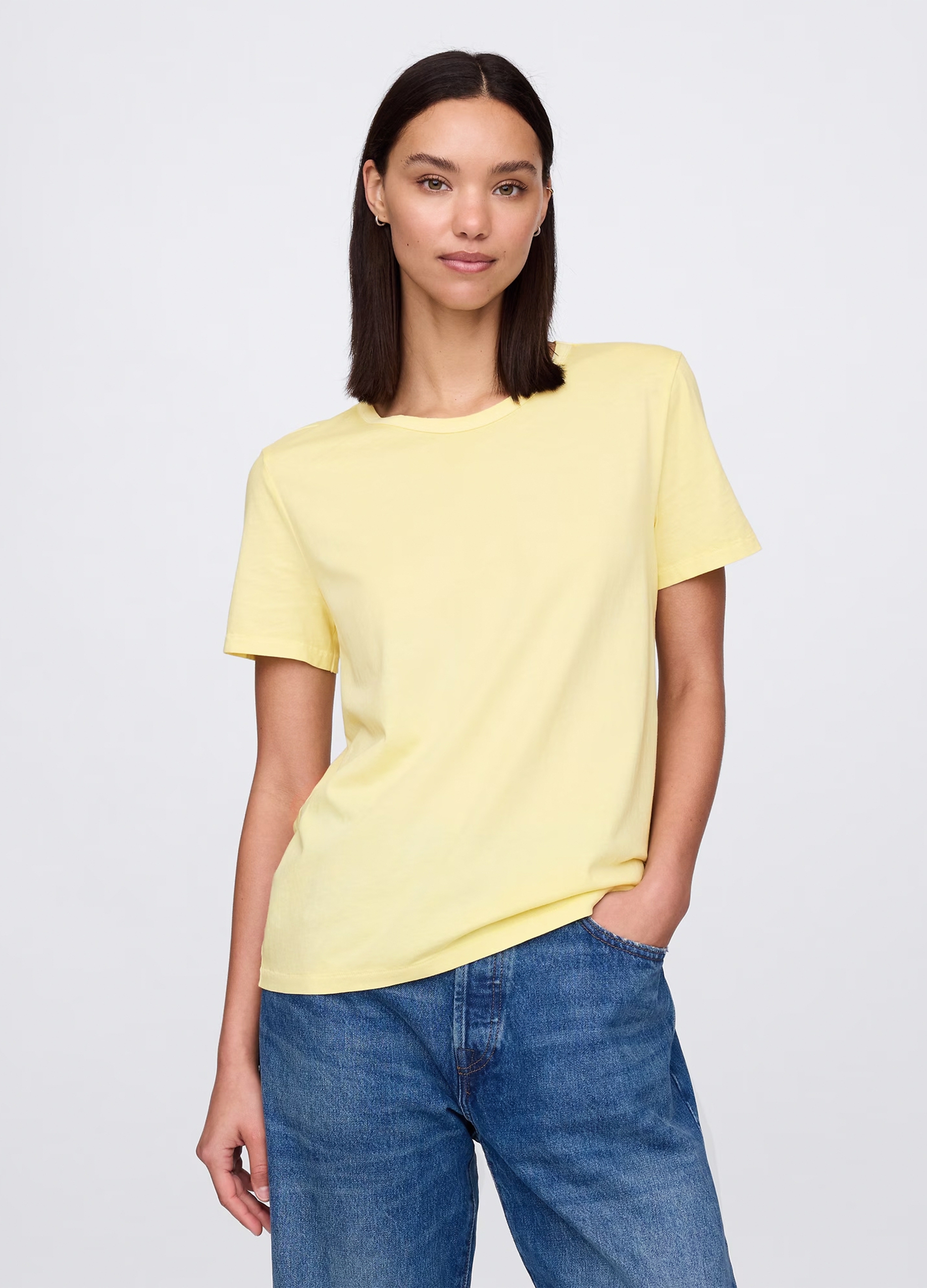 GAP, T-shirt Gialla In Puro Cotone, Donna, Giallo, Taglia: XS