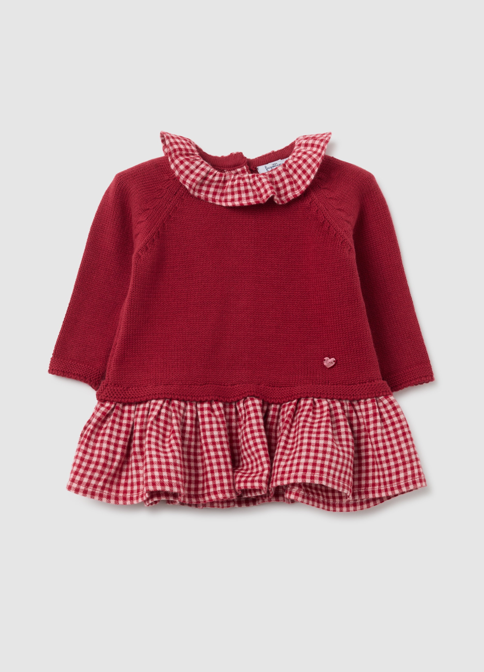 FAGOTTINO, Abito Da Neonata In Puro Cotone Rosso Regular Fit, Rosso, Taglia: 3-6