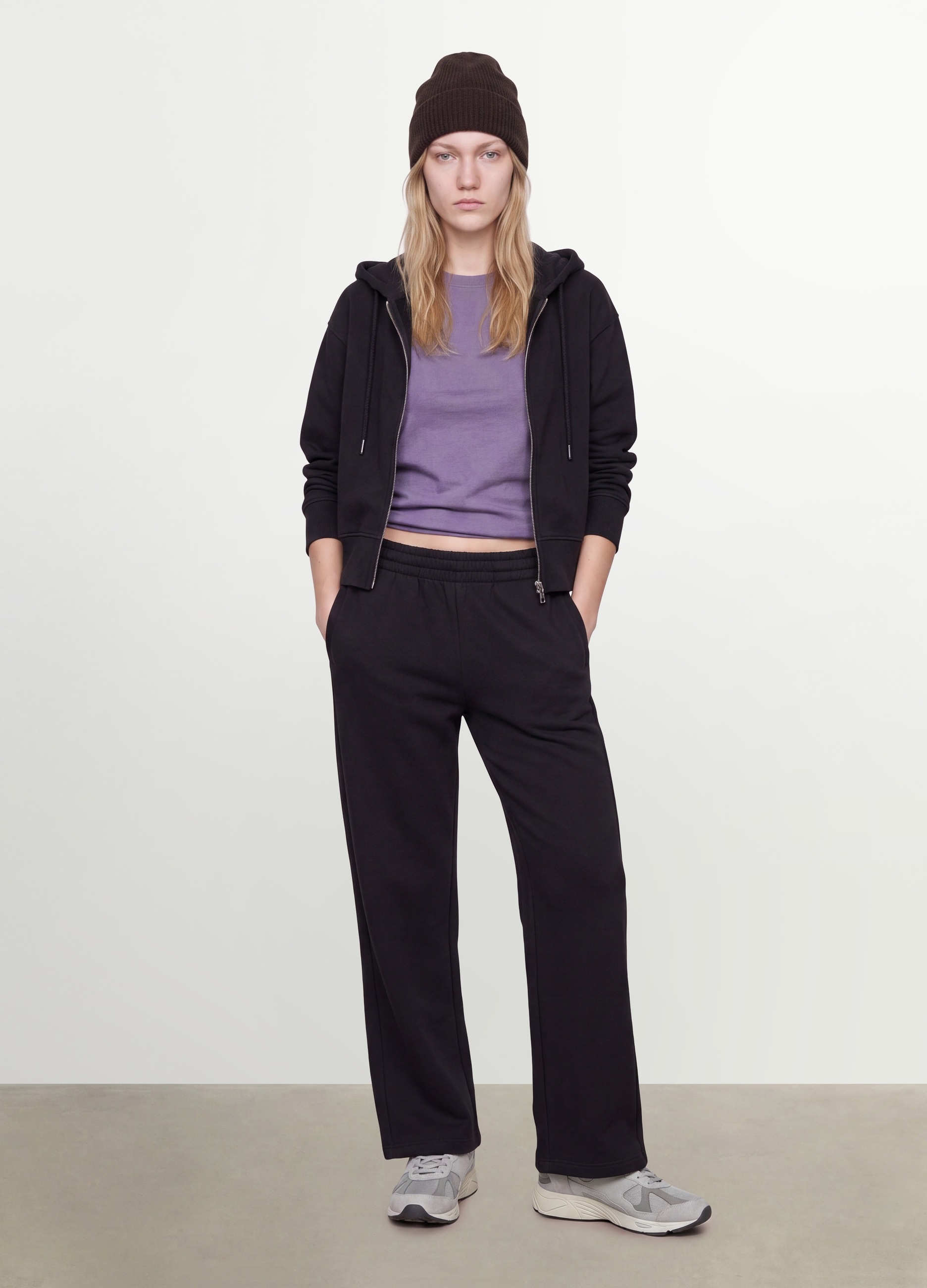 OVS, Pantaloni Jogger Neri In Misto Cotone Straight Fit, Donna, Nero, Taglia: S
