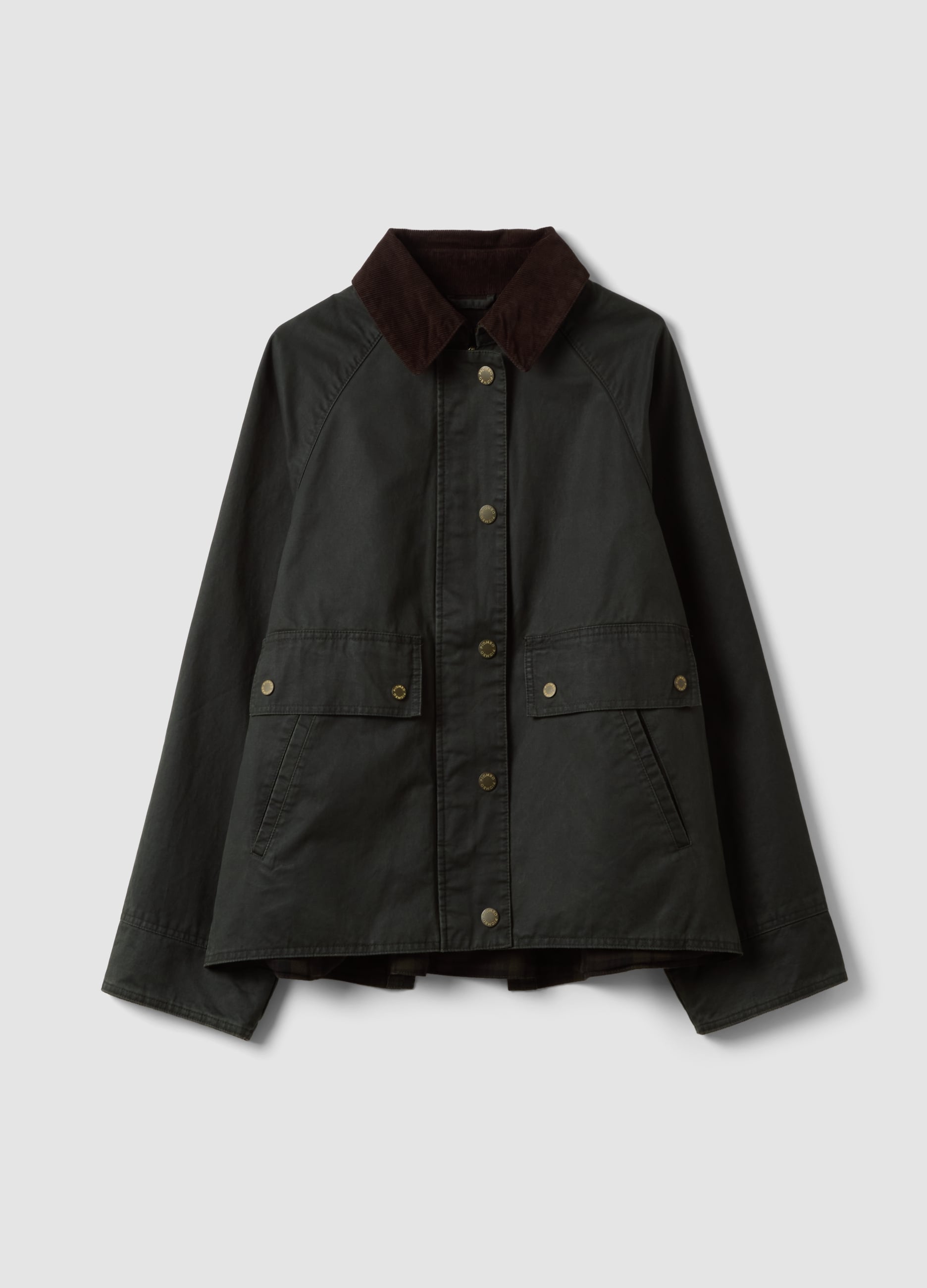 PIOMBO, Parka Verde In Misto Cotone Con Colletto In Velluto, Donna, Verde, Taglia: S