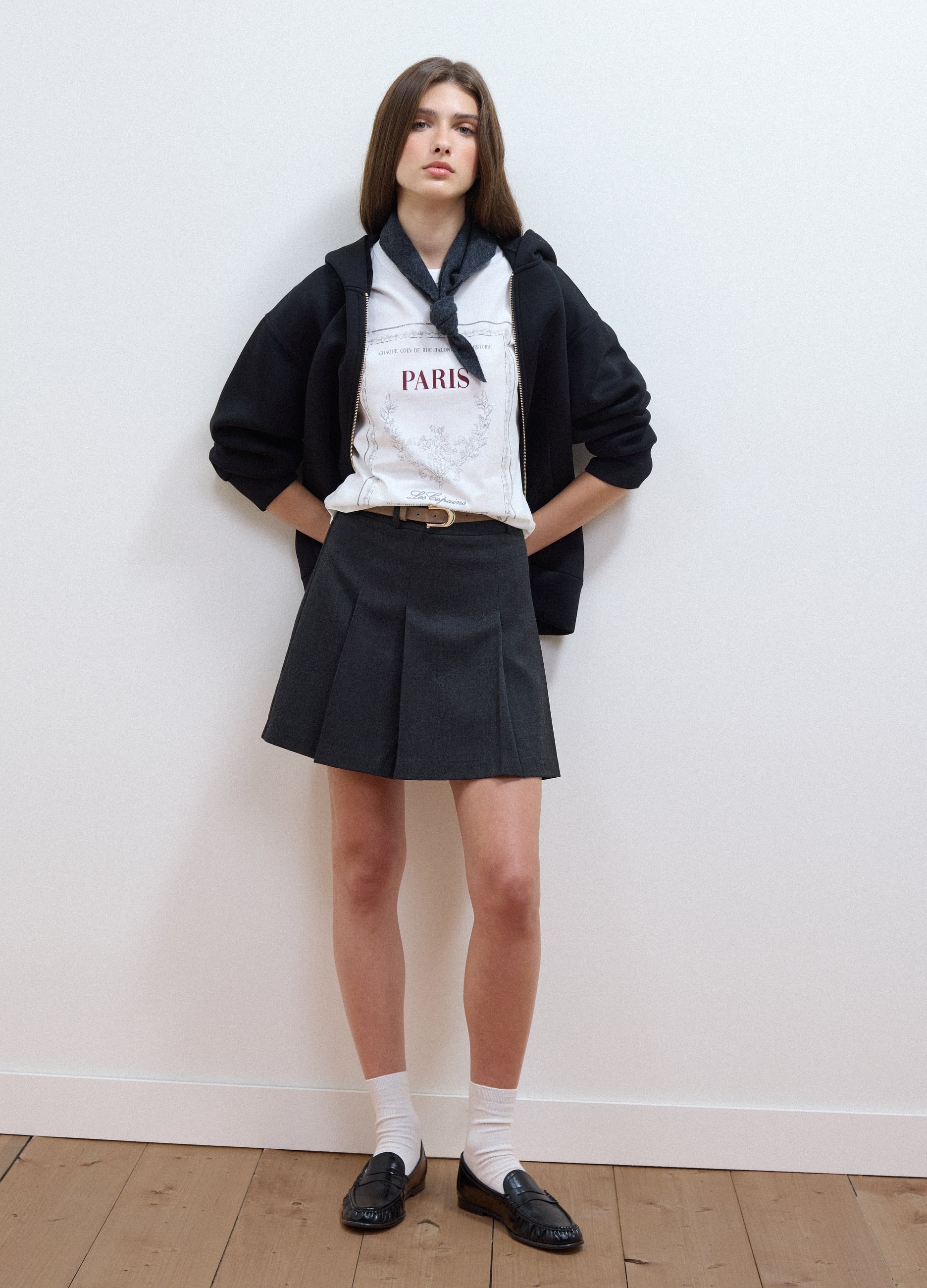 LES COPAINS, Mini Gonna Grigia In Viscosa Elasticizzata Con Cintura, Donna, Grigio, Taglia: 42