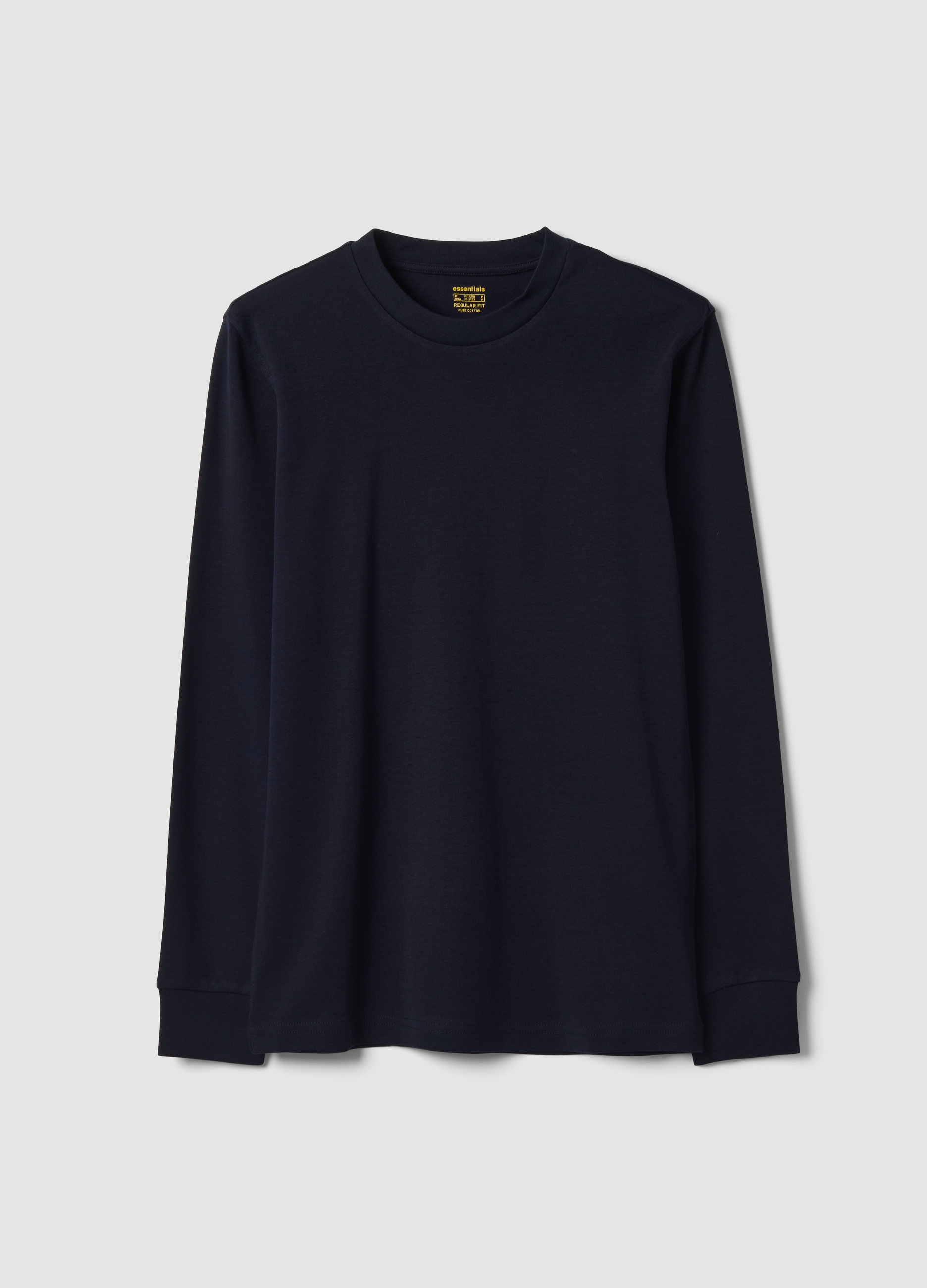 OVS, T-shirt Blu In Puro Cotone Girocollo A Maniche Lunghe Regular Fit, Uomo, Blu, Taglia: XL