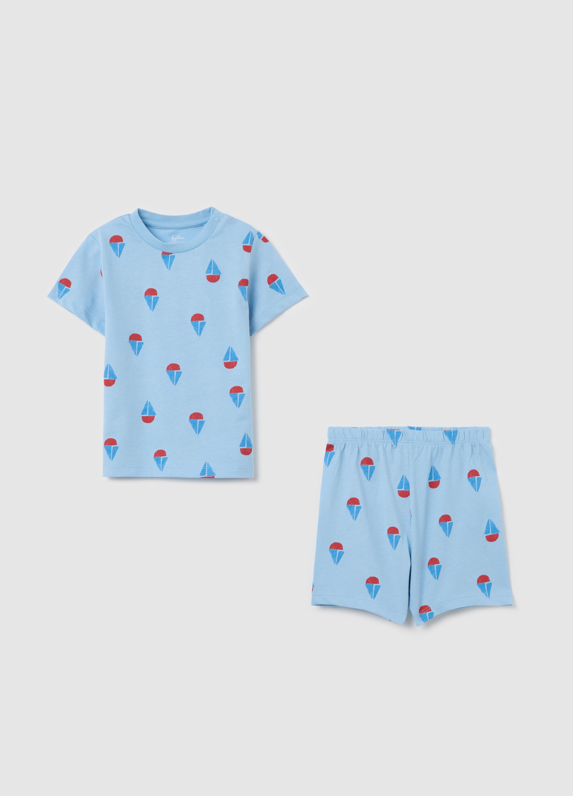 FAGOTTINO, Pigiama Con Stampa Gelati In Cotone, Bambino, Azzurro, Taglia: 12-18