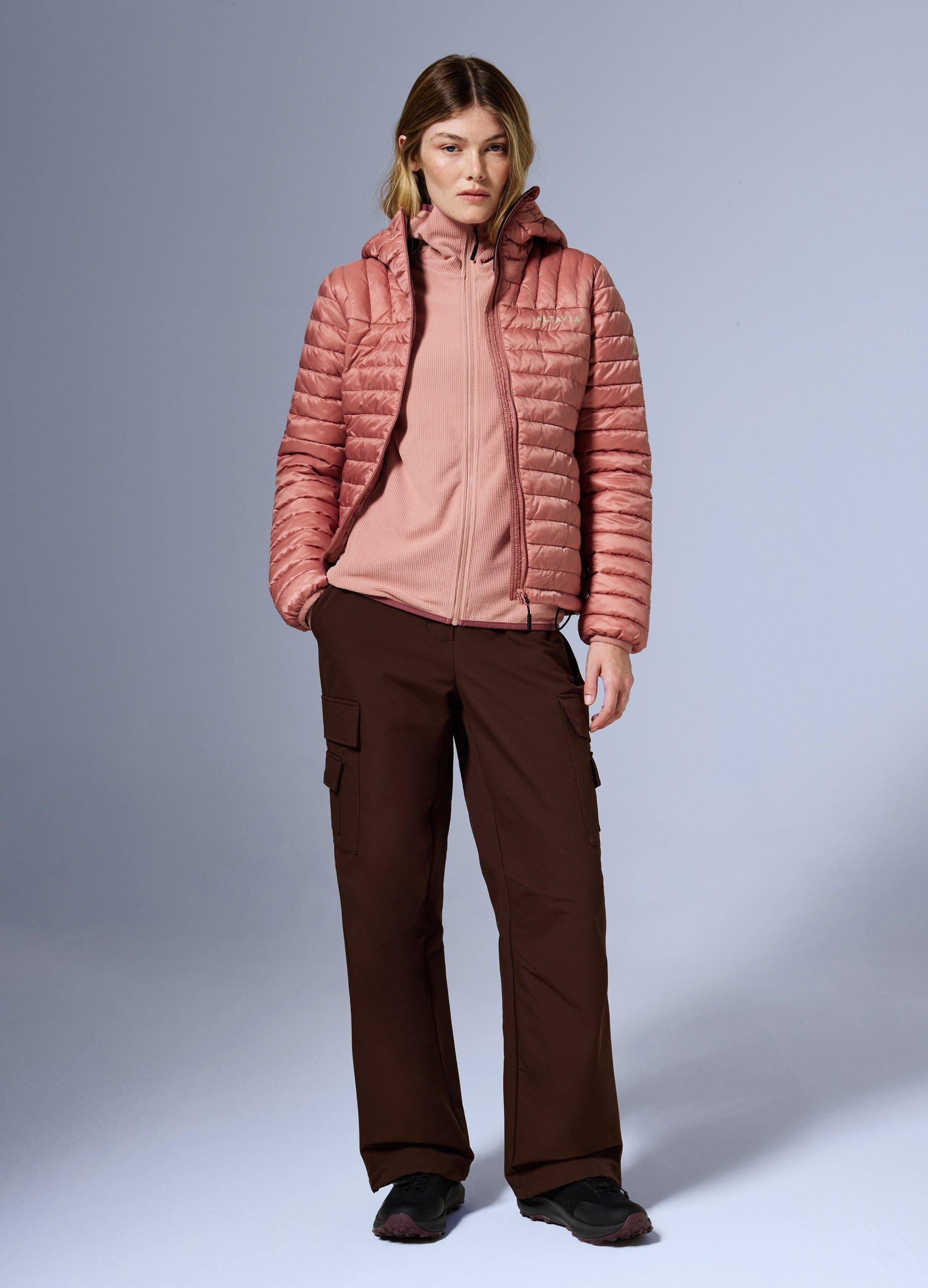OVS, Sudadera Con Capucha Y Cierre Completo Waffle Altavia With Deborah Compagnoni, Mujer, Rosa en polvo, Talla: 34