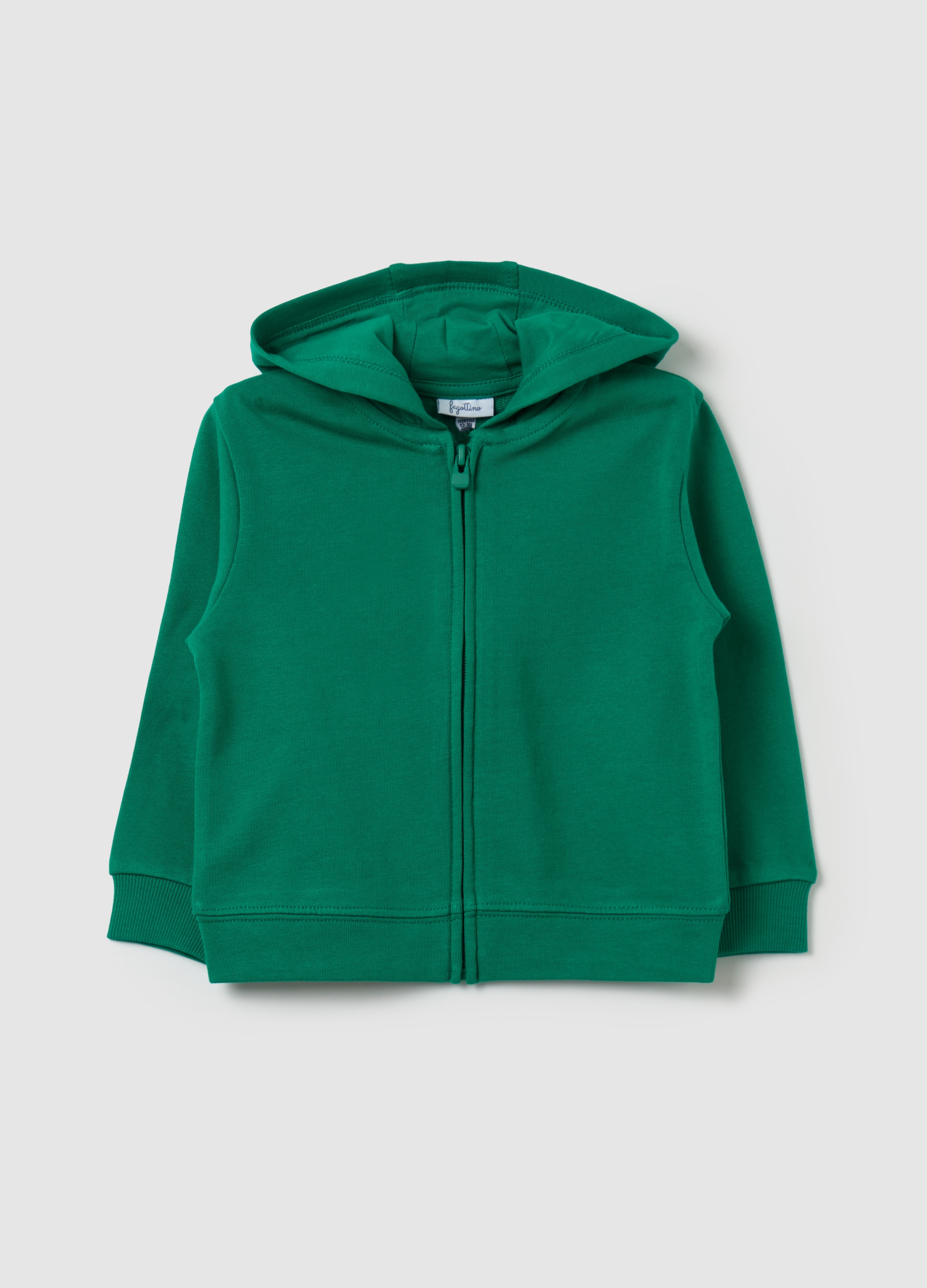 FAGOTTINO, Sudadera Con Cremallera De Tejido Rizado Con Capucha, Niño, Verde hoja, Talla: 30-36