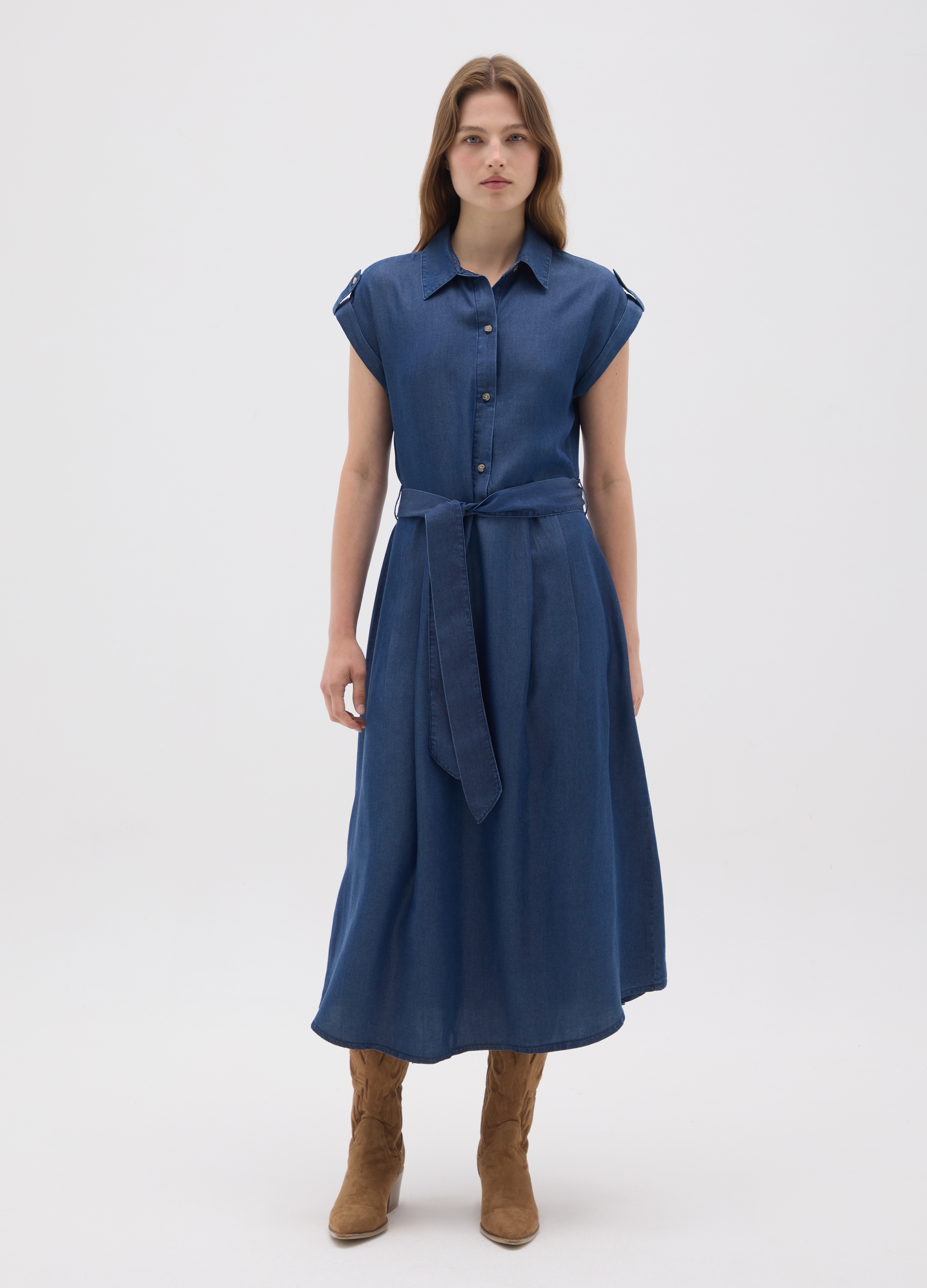 OVS, Vestido Camisero De Lyocell Azul Para Mujer, Mujer, Azul oscuro, Talla: 34