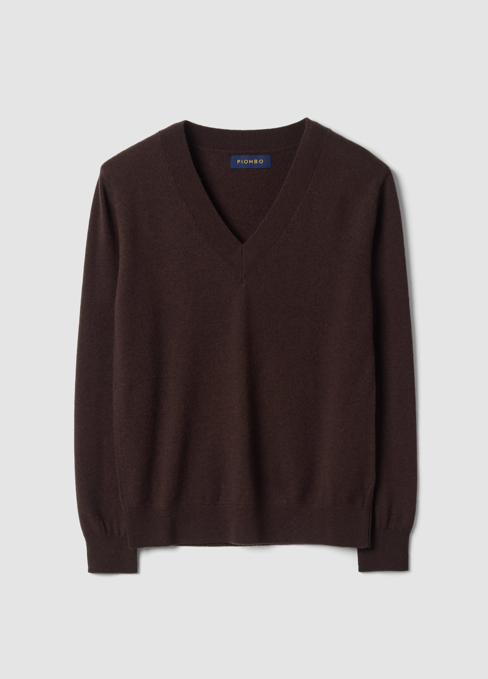 PIOMBO, Maglia Marrone In Pura Lana Con Scollo Profondo A V, Donna, Marrone, Taglia: XL