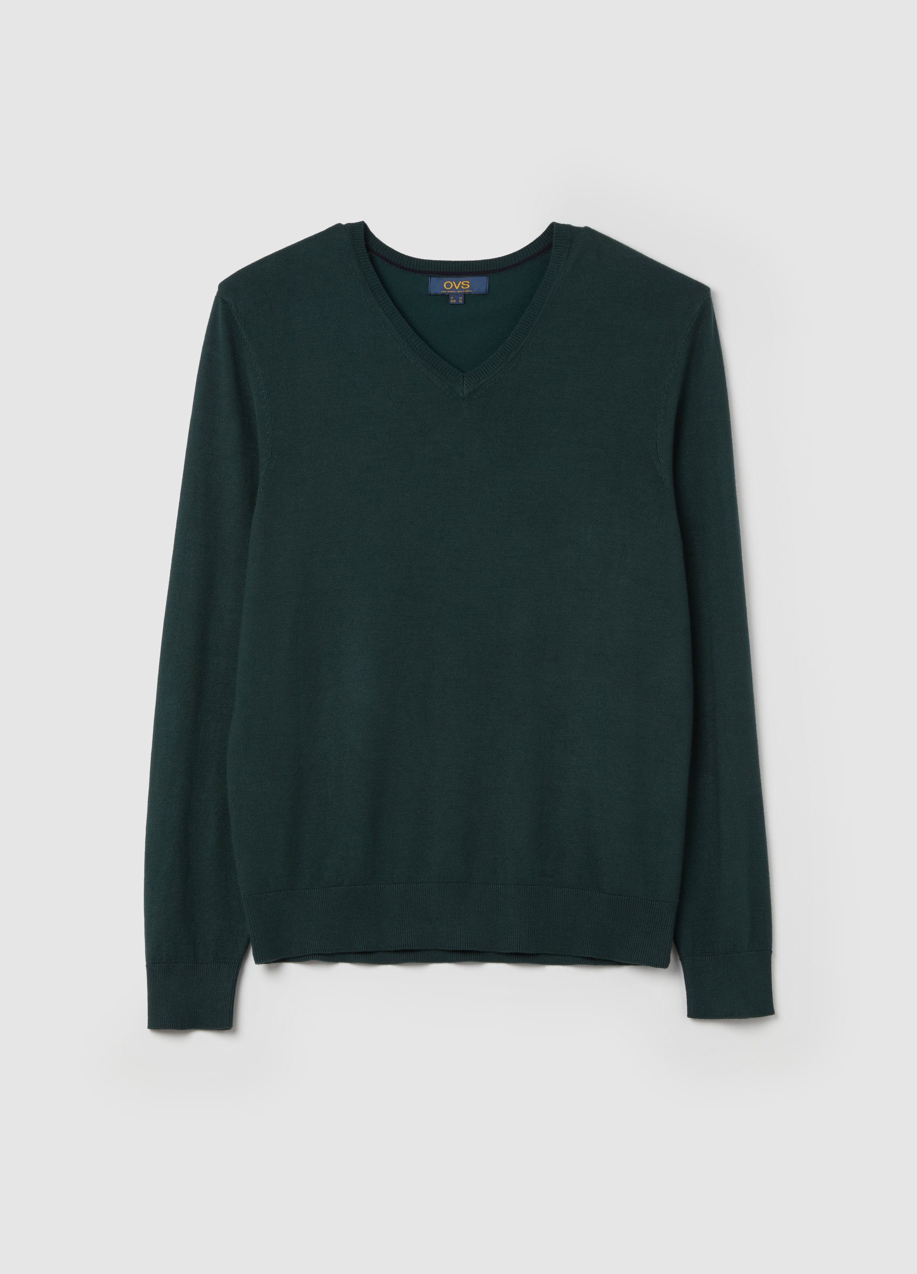 Jersey Con Cuello De Pico, Hombre, Verde oscuro, Talla: S