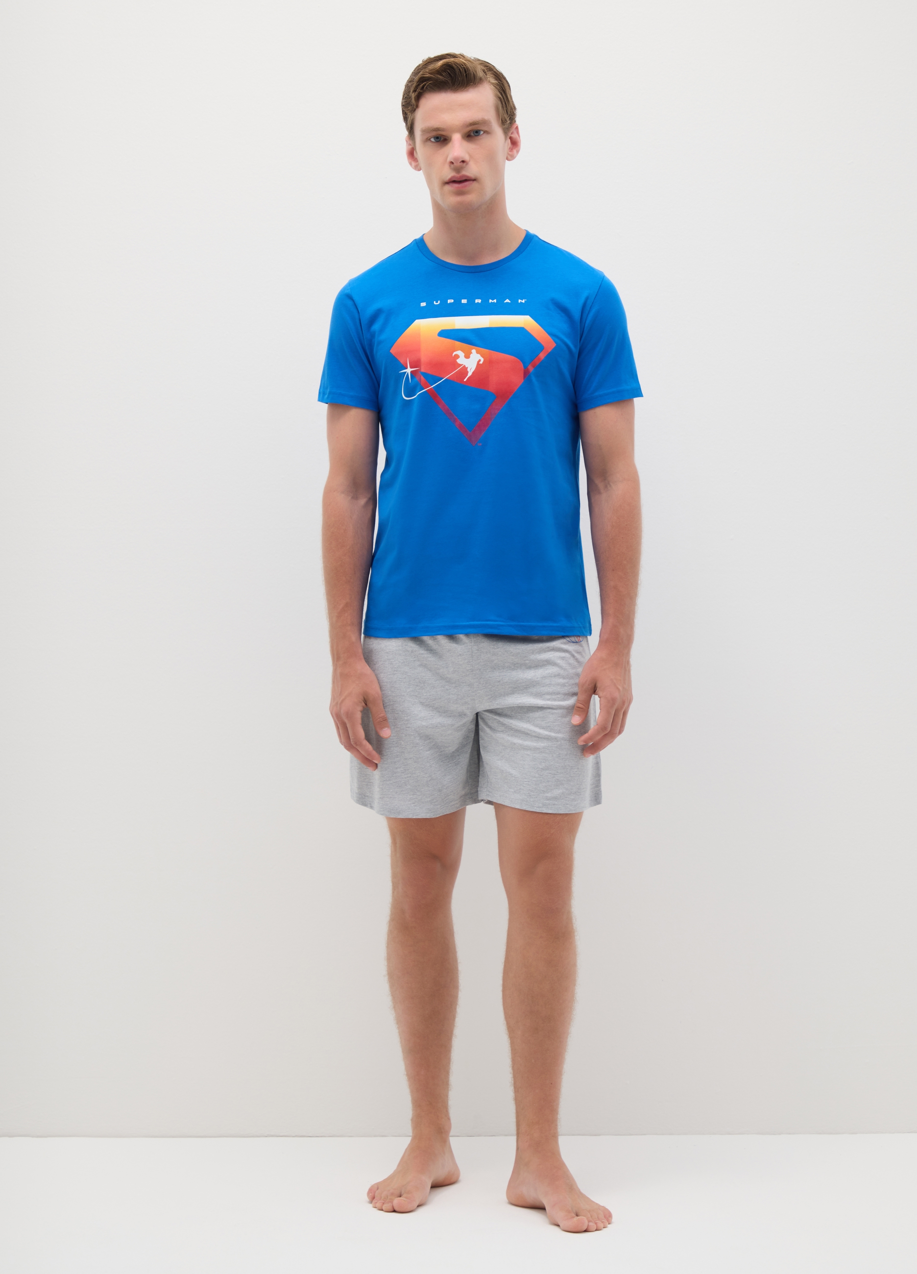 OVS, Herren Schlafanzug Aus Reinem Baumwolle In Blau Mit Superman Grafik, Mann, Dunkelblau, Größe: S