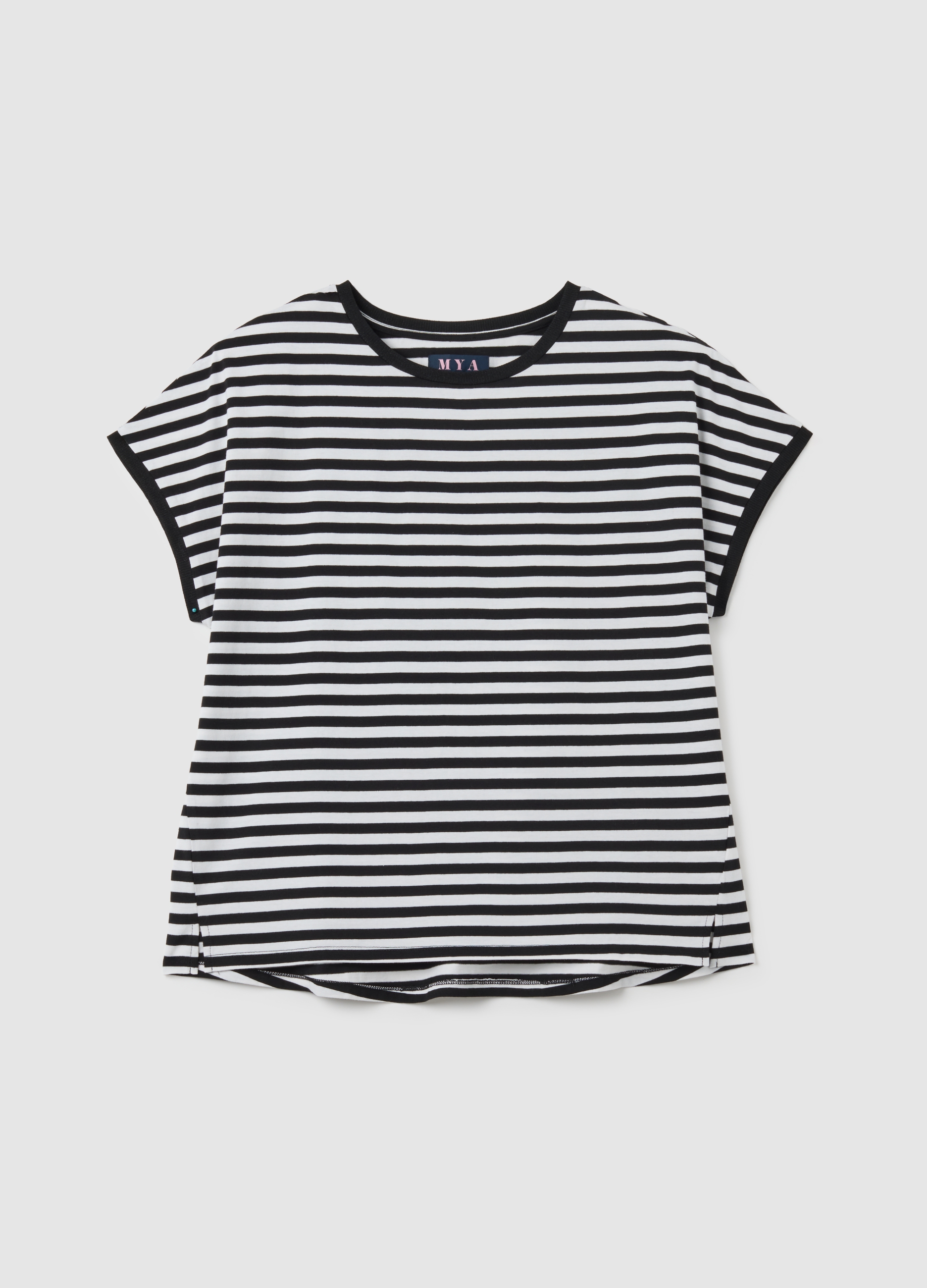 Camiseta Regular Fit Multicolor De Algodón Puro, Mujer, Blanco/negro, Talla: L