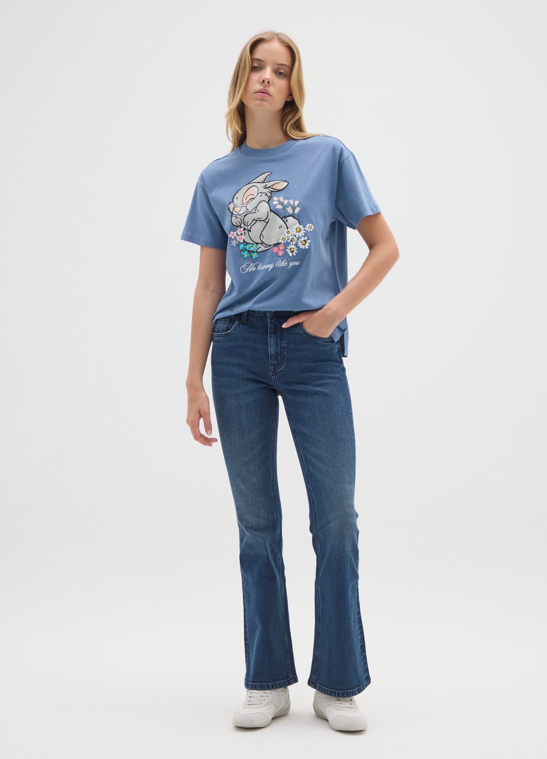 OVS, T-shirt In Puro Cotone Blu Regular Fit, Donna, Blu, Taglia: S