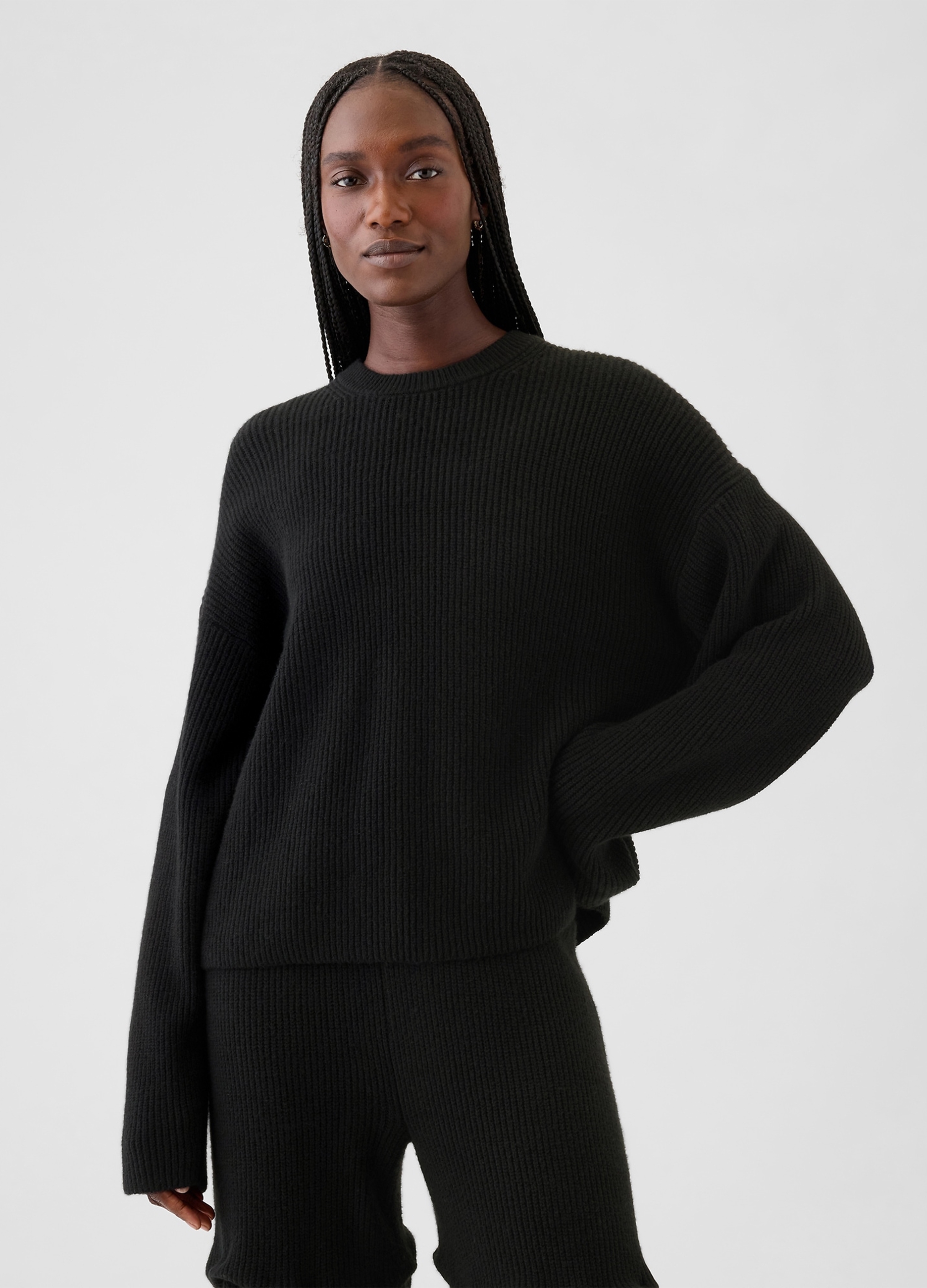 GAP, Pullover Cashsoft Con Lavorazione A Coste Inglesi, Donna, Nero, Taglia: XS