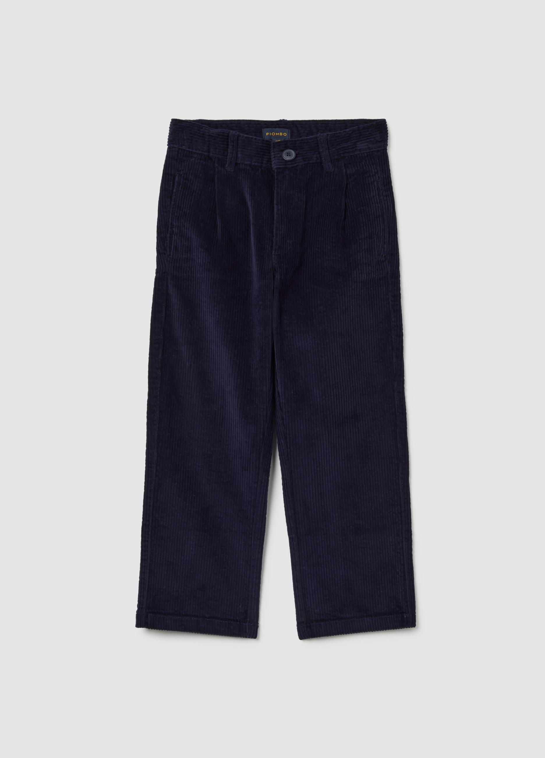 PIOMBO KIDS, Pantalones Azules Para Niños De Algodón Elástico Y Terciopelo De Ajuste Regular, Niño, Azul oscuro, Talla: 12