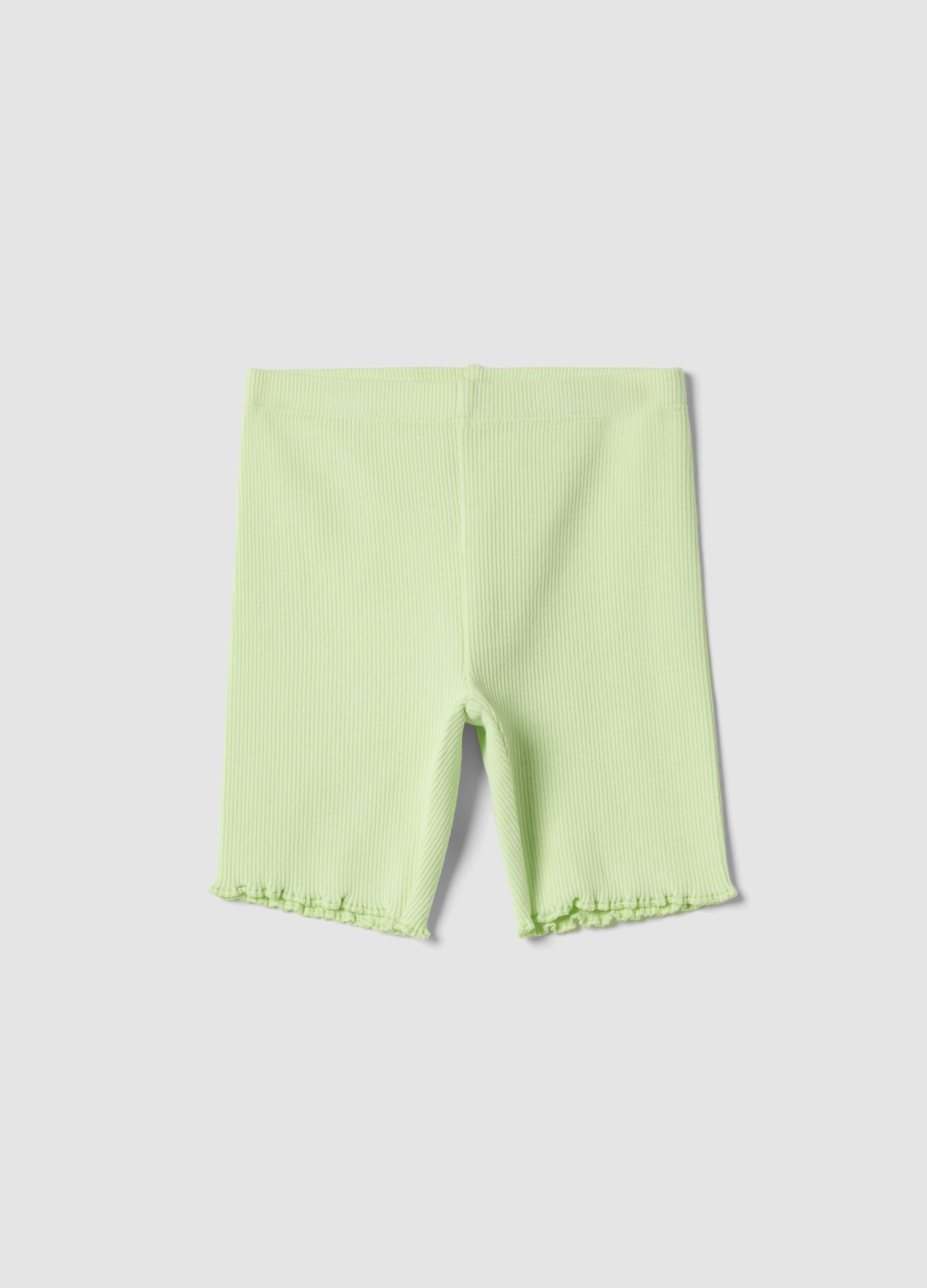 FAGOTTINO, Shorts Verdi In Cotone Elasticizzato A Costine Da Bimba Regular Fit, Bambina, Verde, Taglia: 12-18