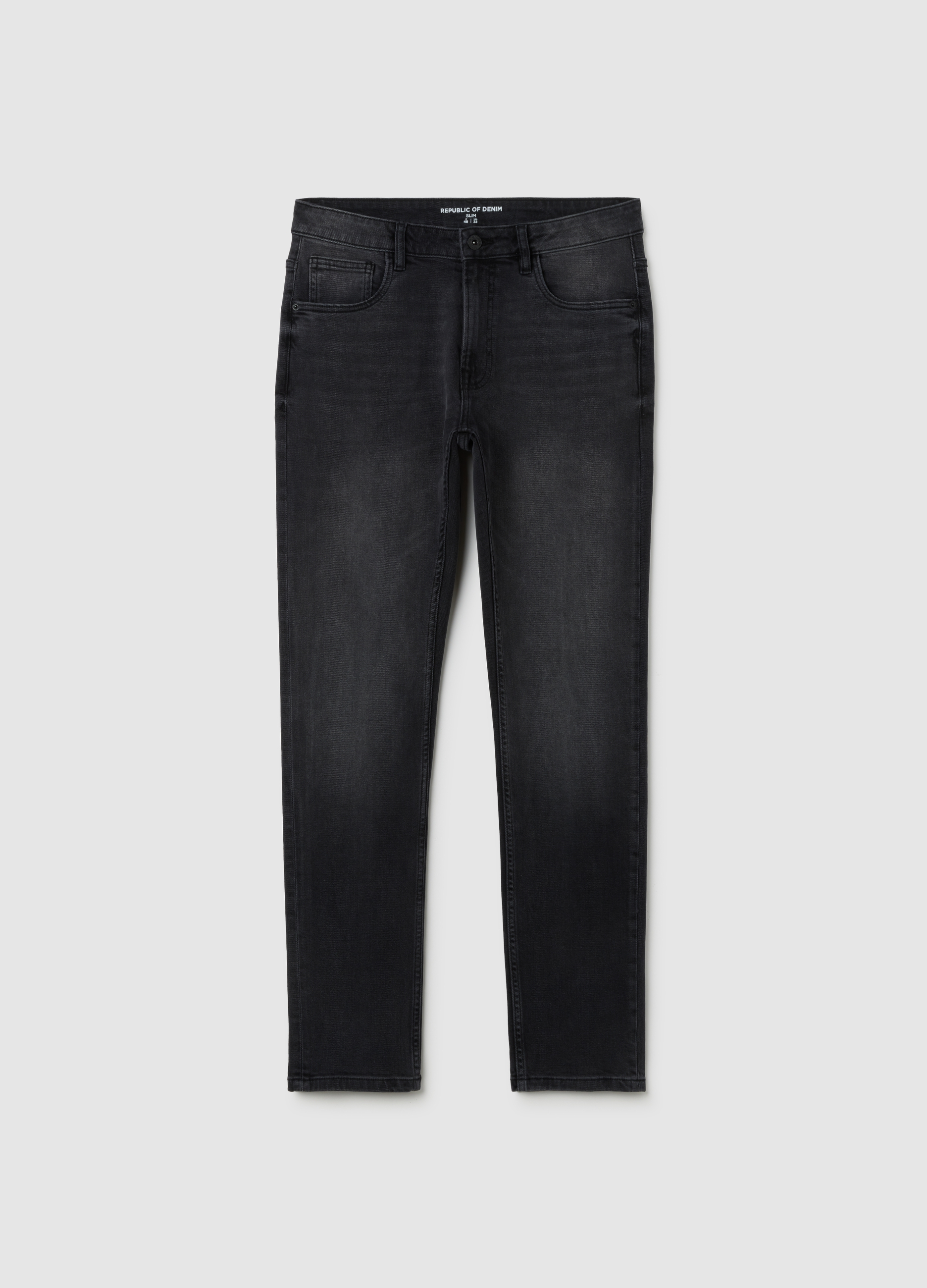 Vaqueros Ajustados De Algodón Denim Negro, Hombre, Gunmetal, Talla: 48