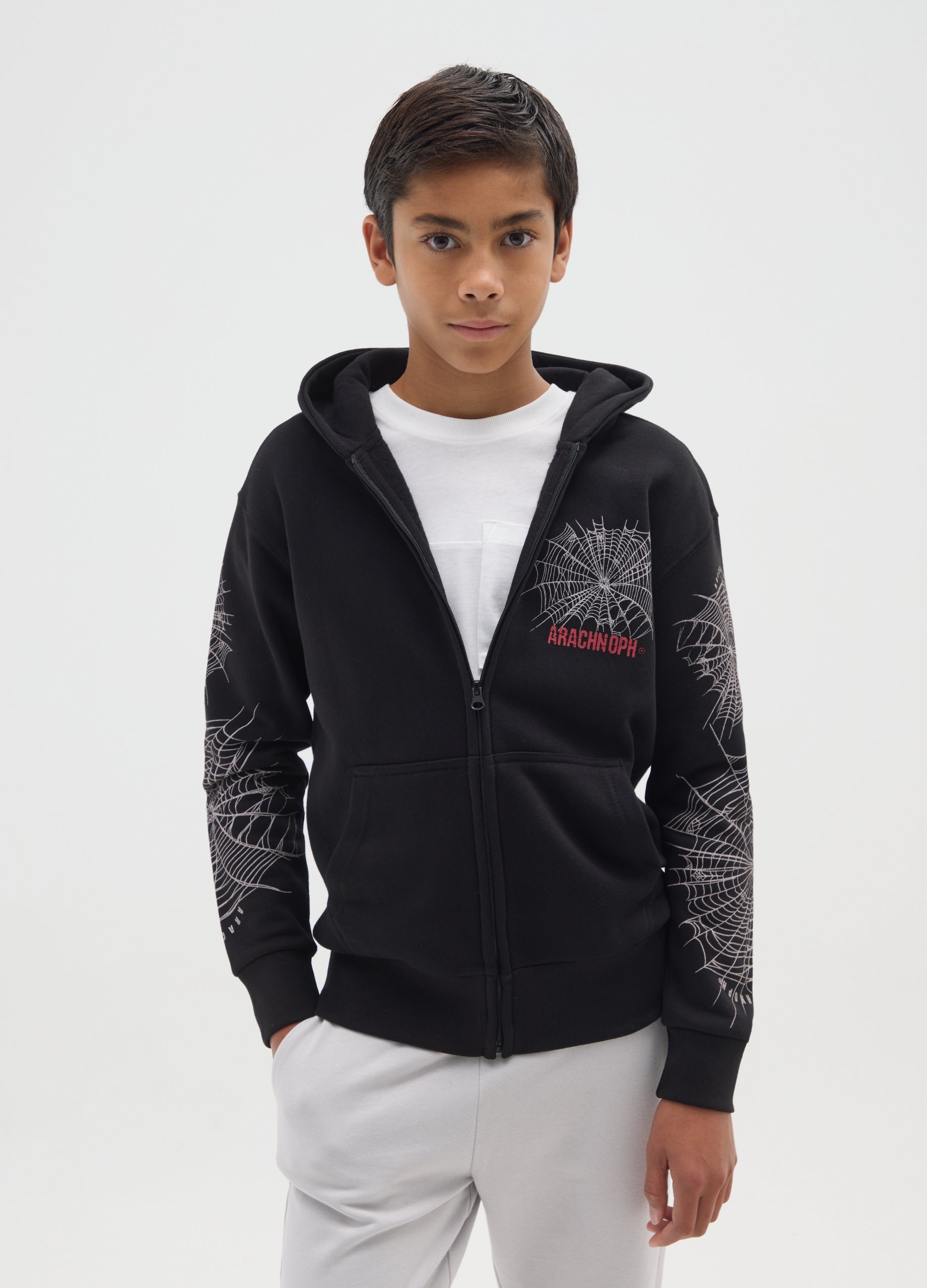 E-TEES, Felpa Da Bambino In Misto Cotone Nero Regular Fit, Nero, Taglia: 10-11