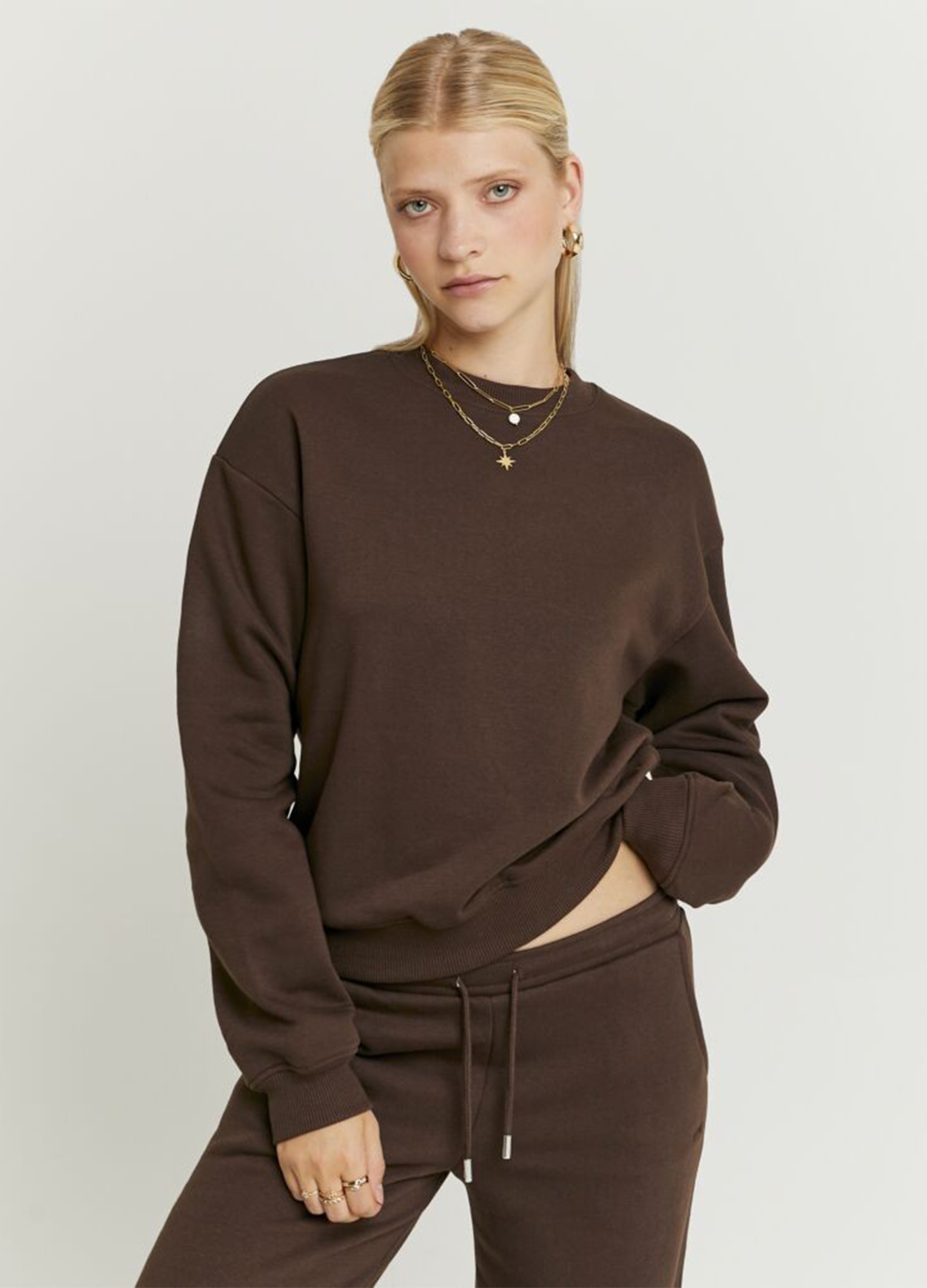 TALLY WEIJL, Sudadera Marrón De Mezcla De Algodón Ajuste Regular, Mujer, Marrón chocolate, Talla: L