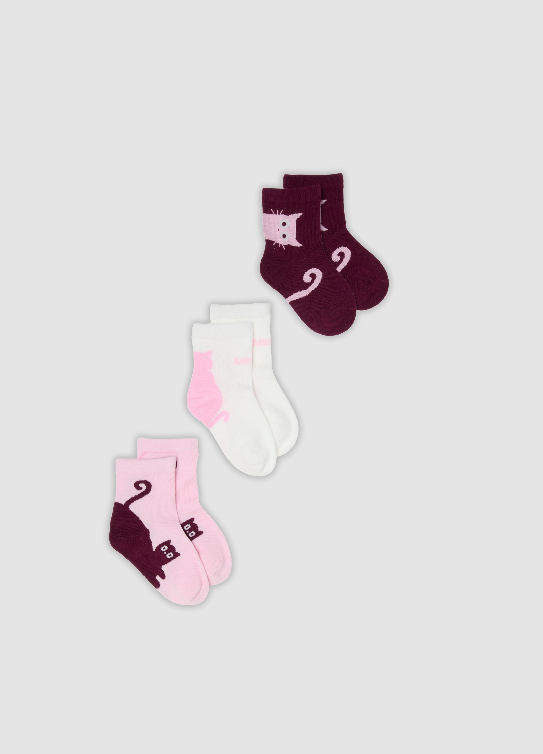 OVS KIDS, Tripack Di Calze Corte Multicolor In Cotone Organico Elasticizzato, Bambina, Multicolor, Taglia: 25/27