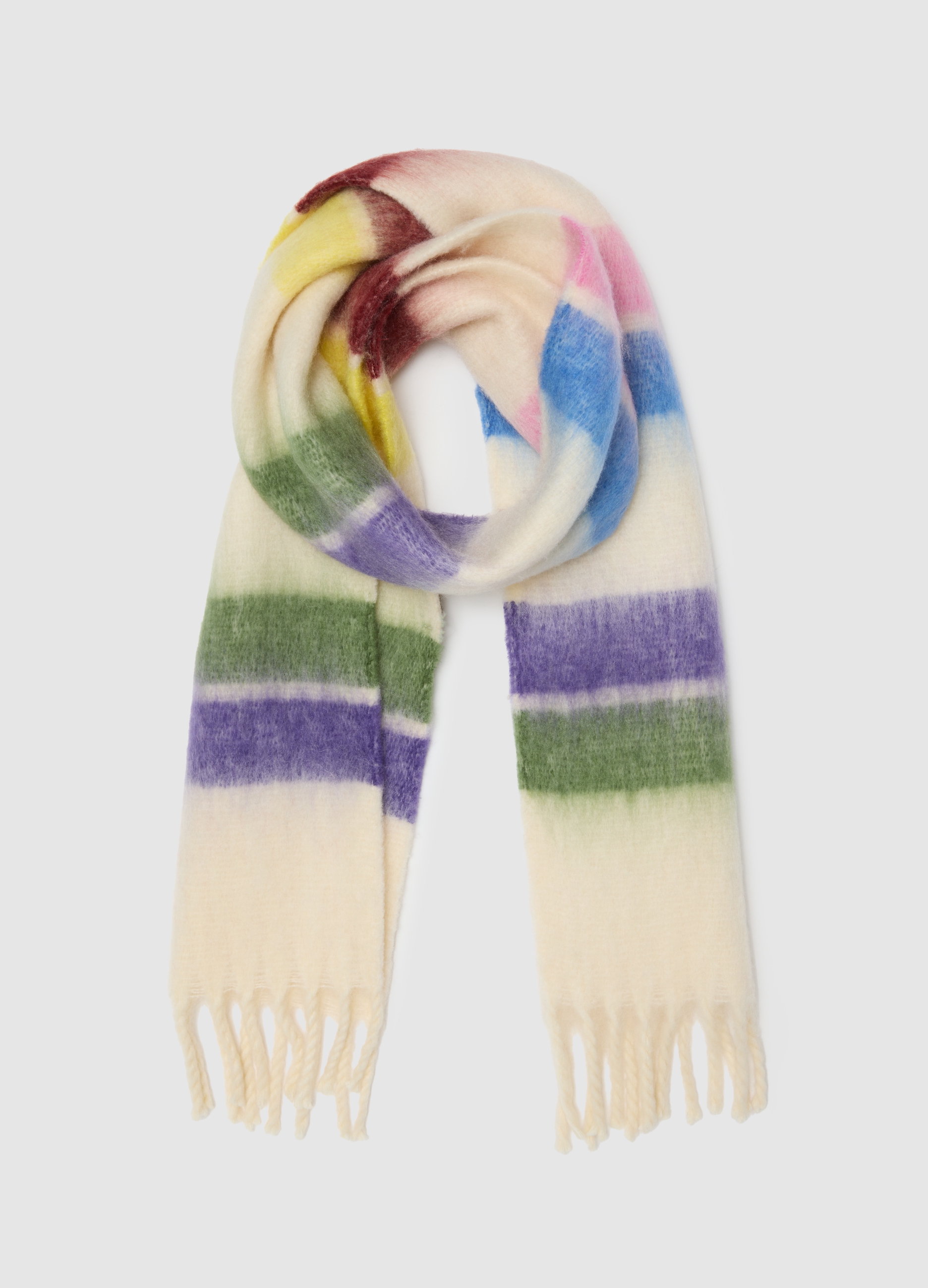 PIOMBO KIDS, Sciarpa Da Ragazza Multicolor Con Frange, Niña, Green/White, Talla: FASUL