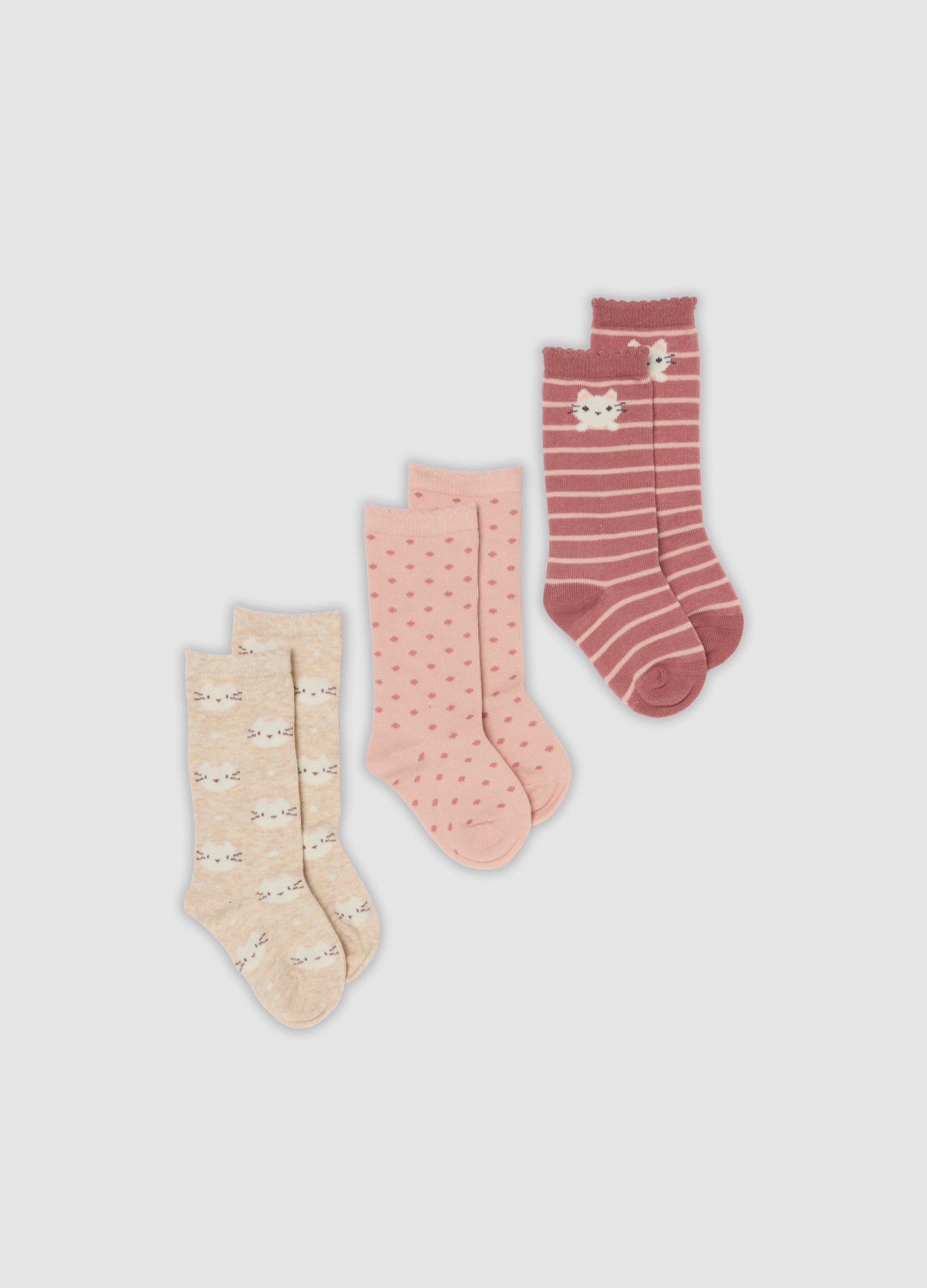 FAGOTTINO, Tripack Di Calze Lunghe Rosa In Cotone Organico Elasticizzato, Bambina, Rosa, Taglia: 18-24