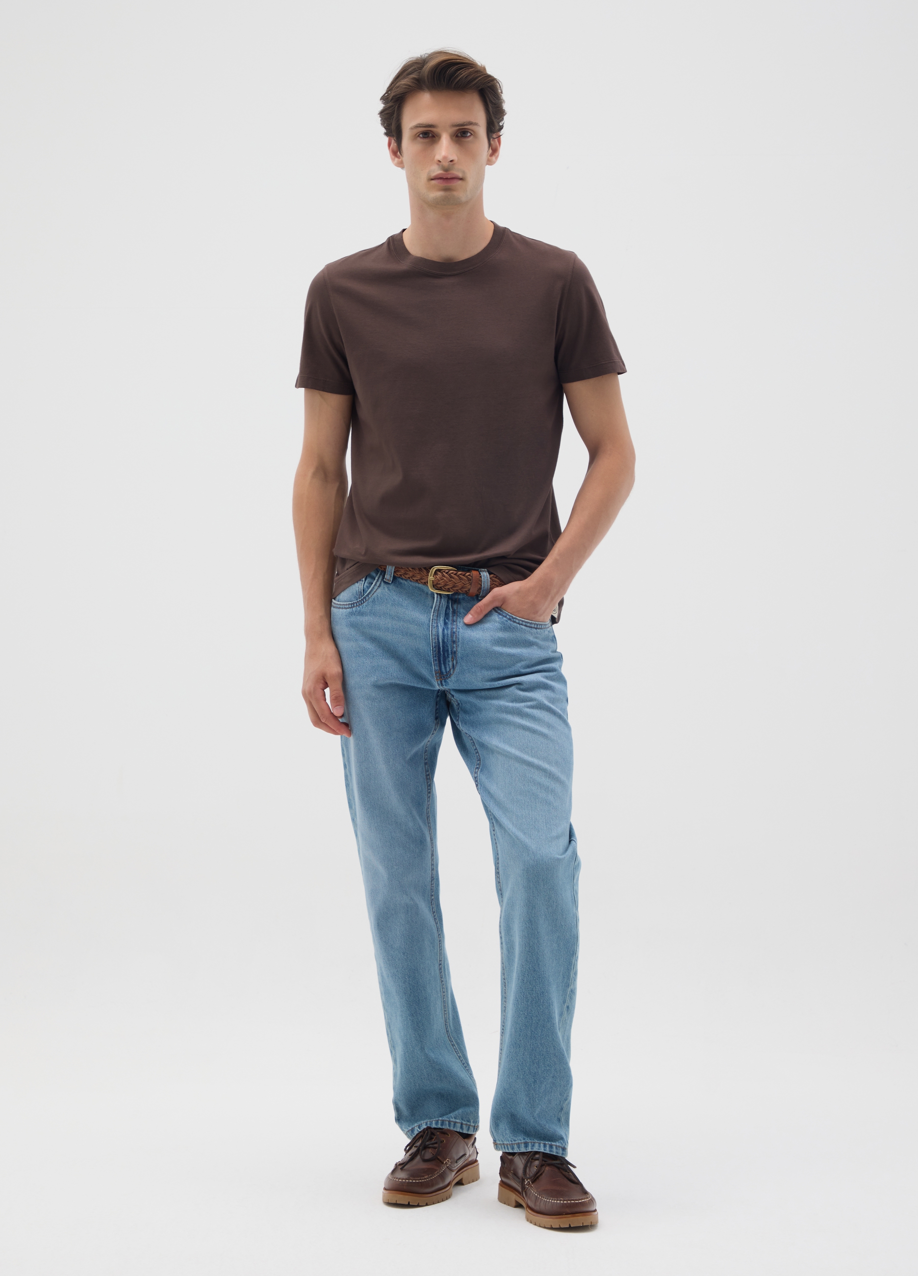 OVS , T-shirt Marrone In Puro Cotone Italiano Regular Fit, Uomo, Marrone, Taglia: S