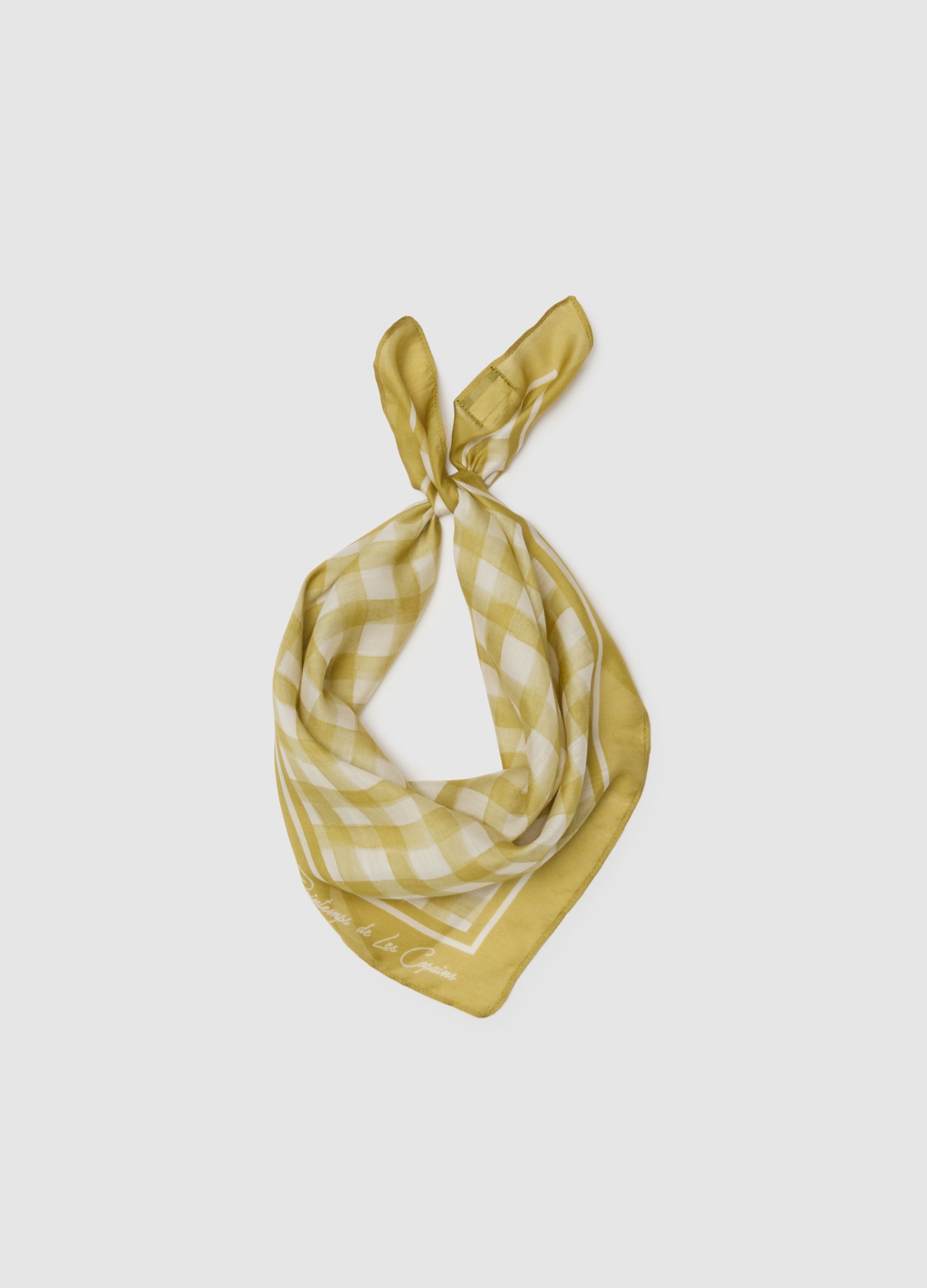 LES COPAINS, Pañuelo De Modal Y Seda A Cuadros Multicolor, Mujer, Yellow/White, Talla: FASUL