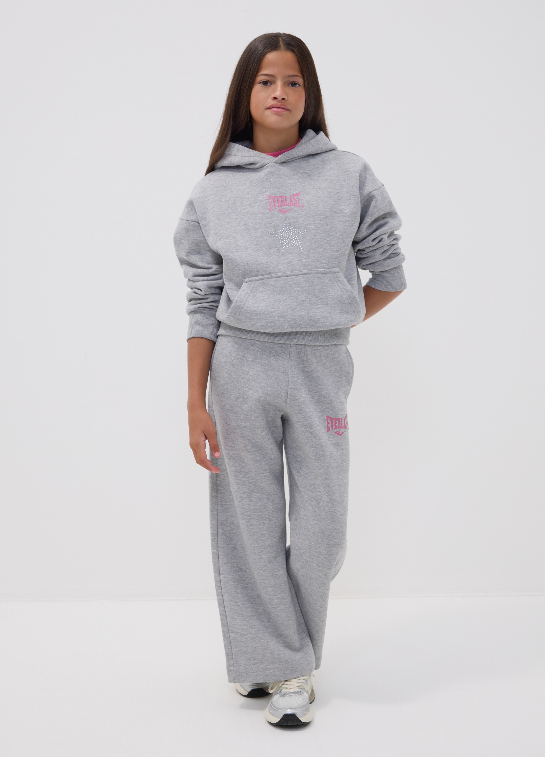 EVERLAST, Pantaloni Sportivi Grigi In Misto Cotone Regular Fit Per Ragazza, Unisex, Grigio, Taglia: 11-12