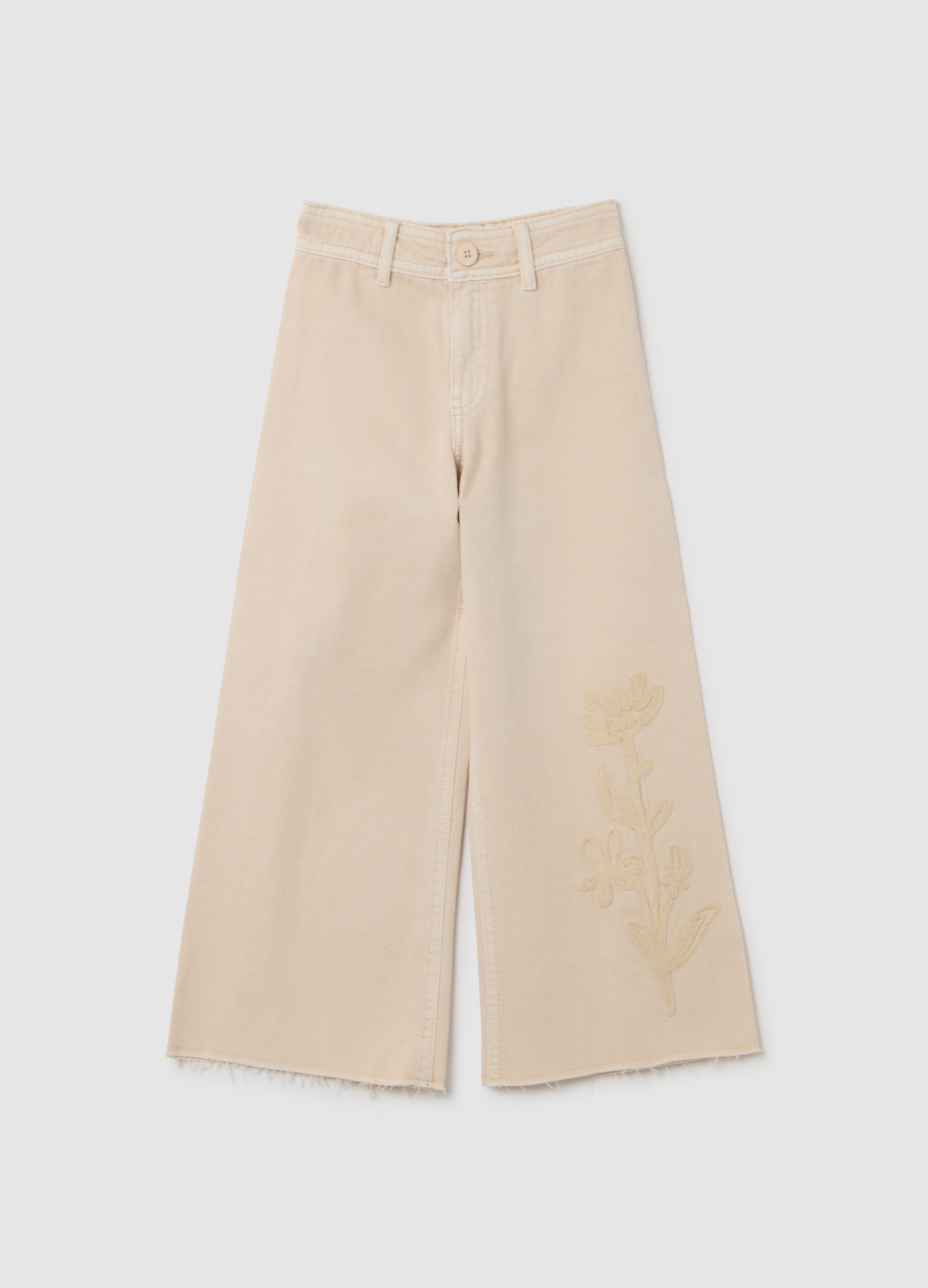 OVS, Pantalones Beige De Pierna Ancha Para Niñas En Algodón Puro, Niña, Beige Claro, Talla: 12