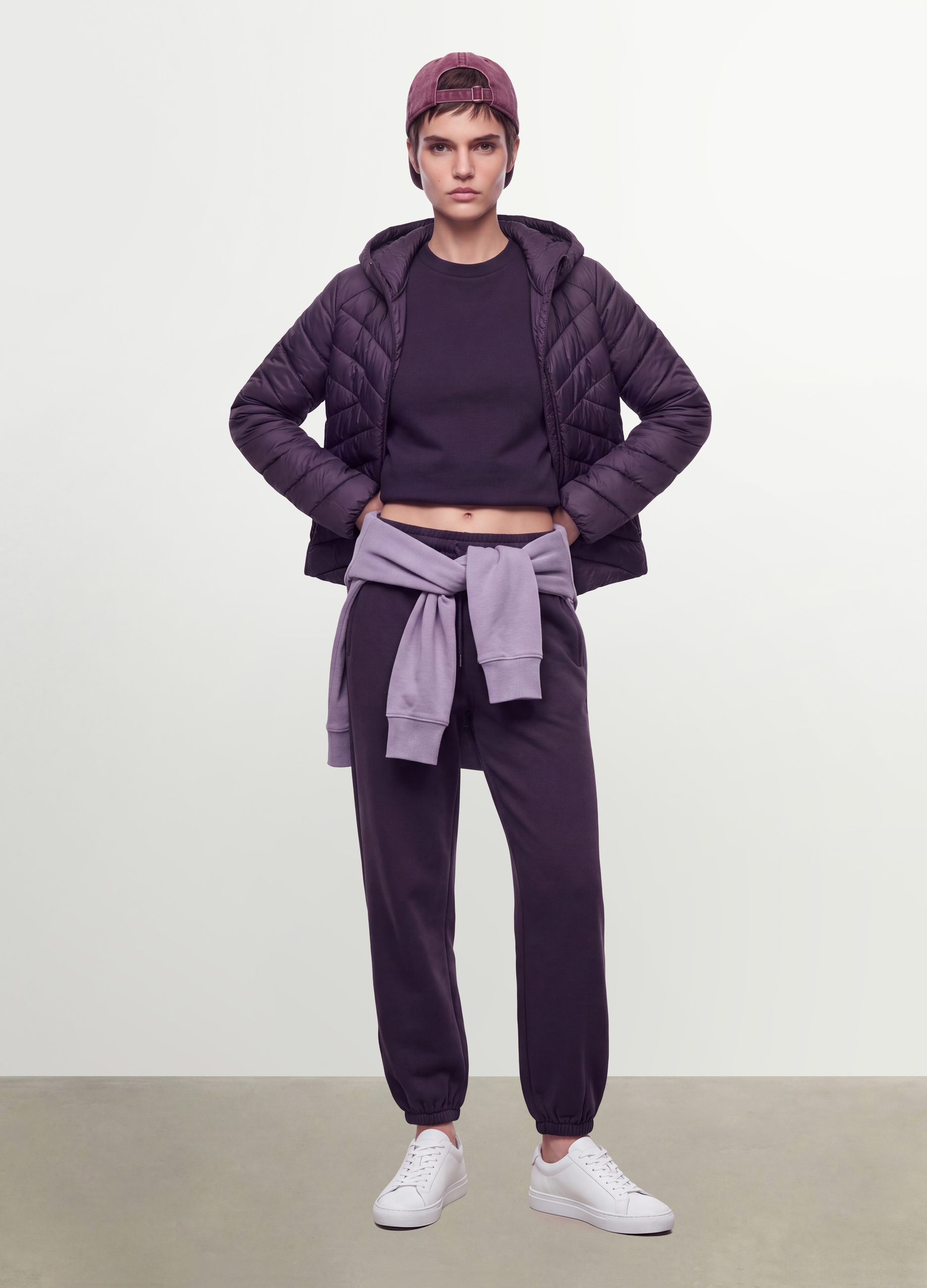 OVS, Pantaloni Jogger Viola In Misto Cotone Con Vita Elasticizzata Regular Fit, Donna, Viola, Taglia: L