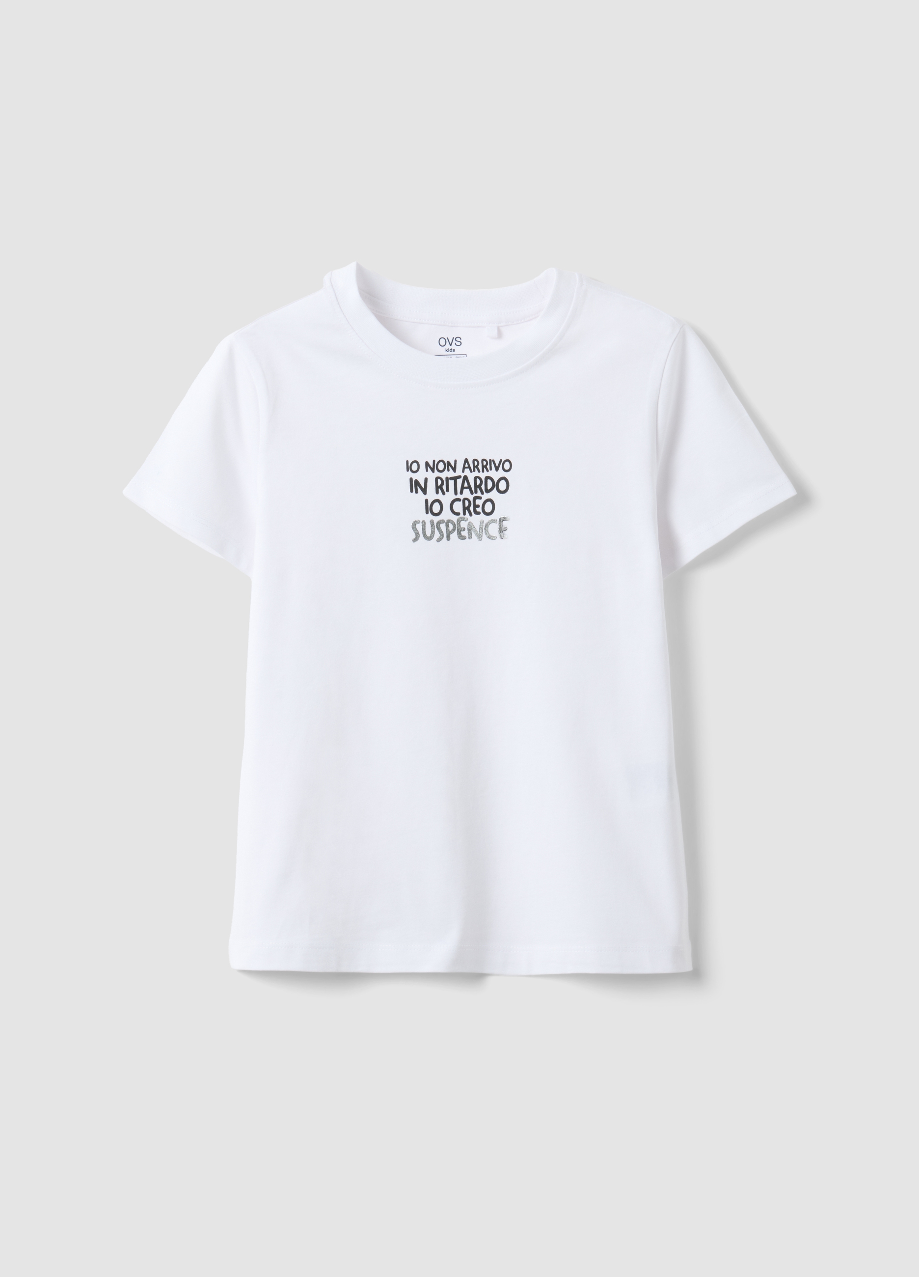 OVS KIDS, Camiseta Blanca De Algodón Puro De Chica, Ajuste Regular Con Frase, Niña, Blanco óptico, Talla: 13-14