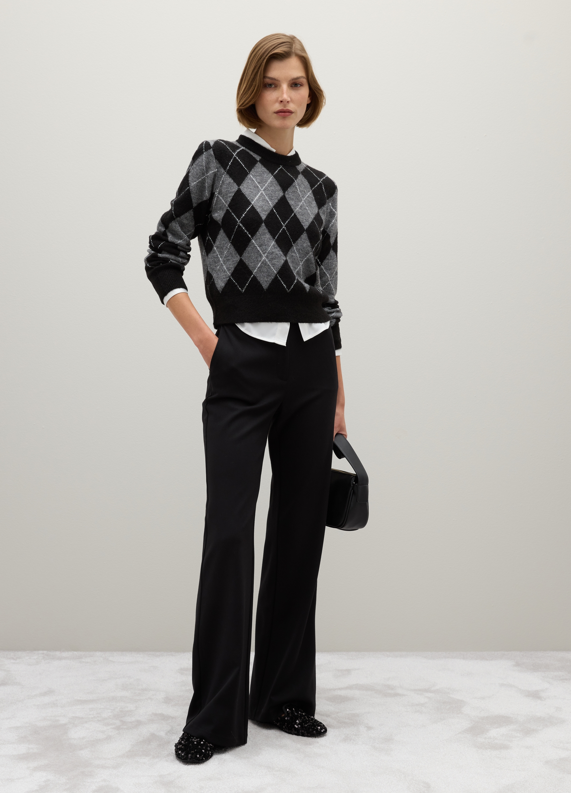 Piombo Contemporary, Maglione In Tessuto Elasticizzato Multicolor Regular Fit, Donna, Multicolor, Taglia: M