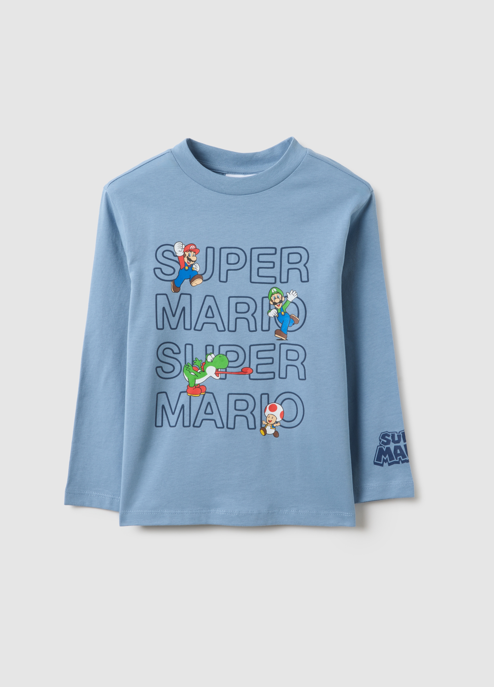 NINTENDO, T-shirt In Puro Cotone Azzurra Regular Fit Per Bambino, Azzurro, Taglia: 3-4