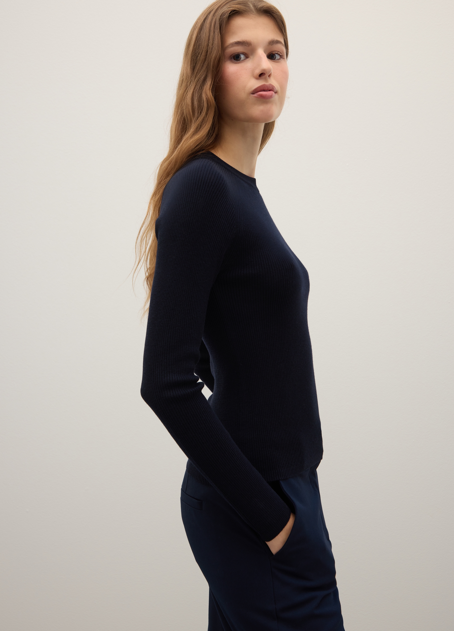 Piombo Contemporary, Pullover Blu Vestibilità Fitted, Donna, Blu, Taglia: M
