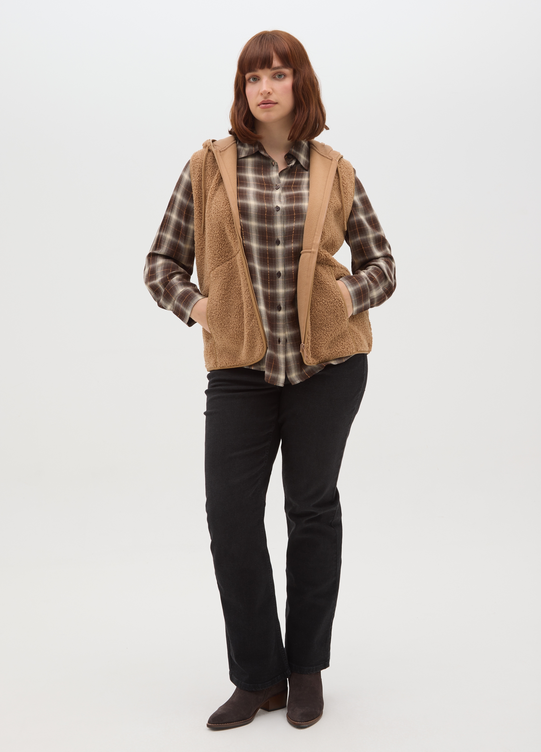 MYA, Gilet Marrone Regular Fit Con Zip E Cappuccio, Donna, Marrone, Taglia: XXL