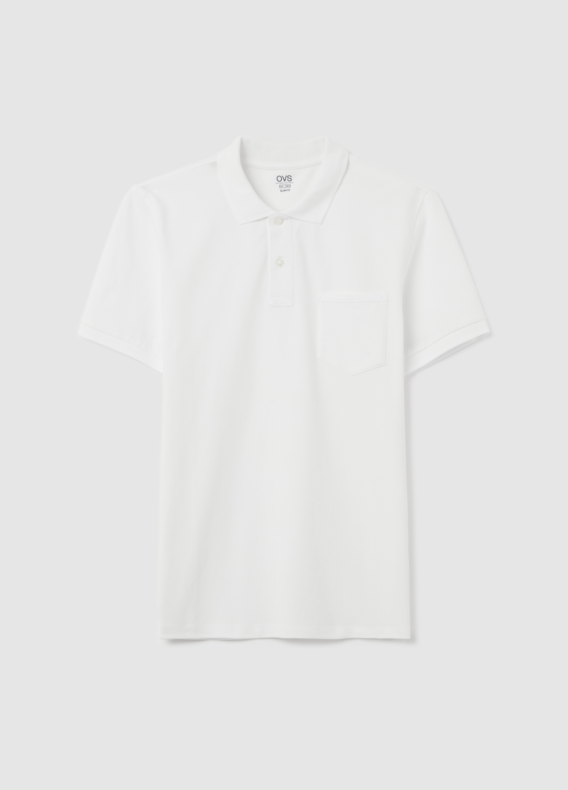 OVS , Polo In Cotone Stretch Con Tasca, Uomo, Bianco, Taglia: S