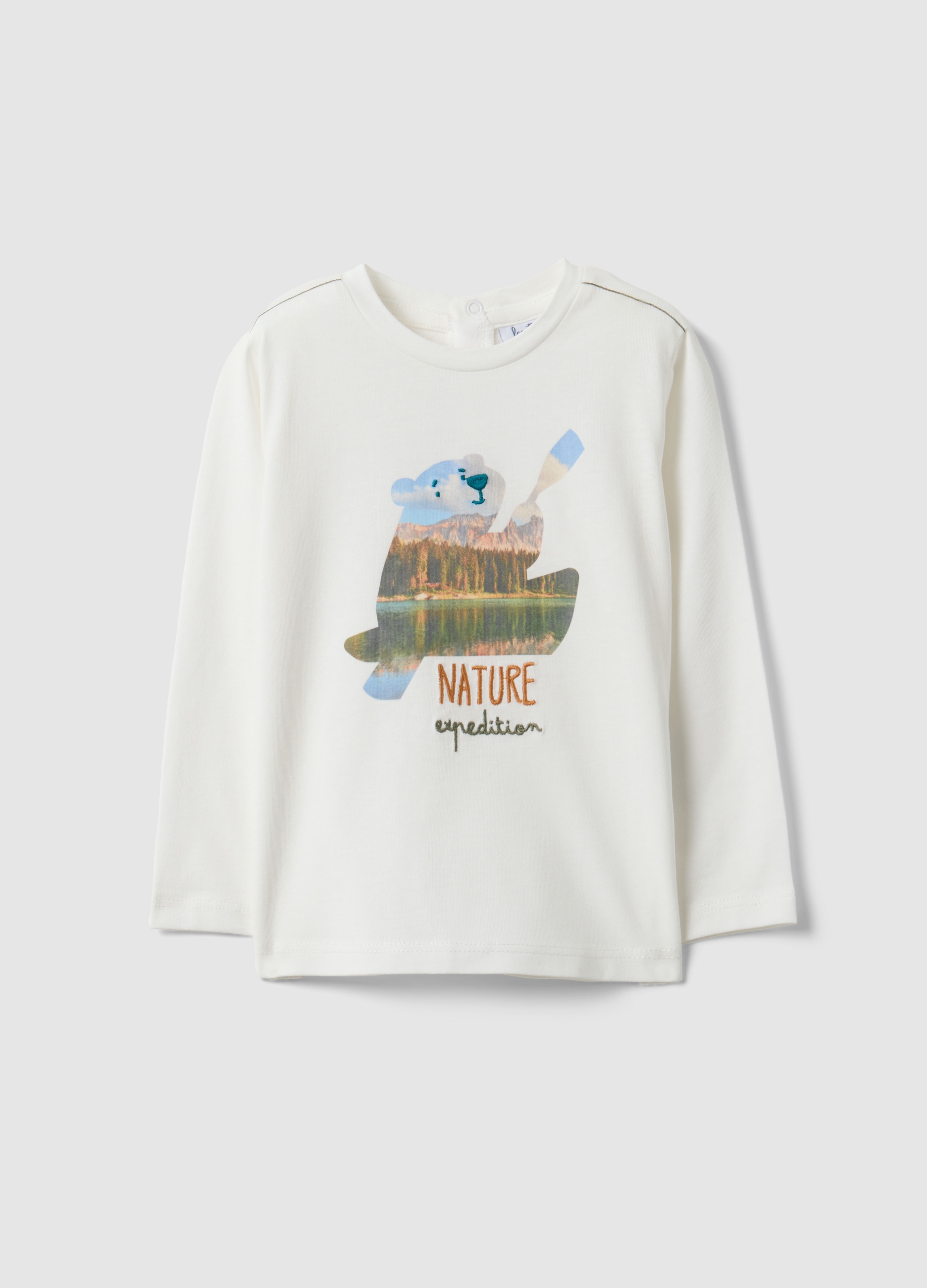 FAGOTTINO, Camiseta Blanca De Manga Larga De Algodón Para Niños, Niño, Blanco Tiza, Talla: 18-24