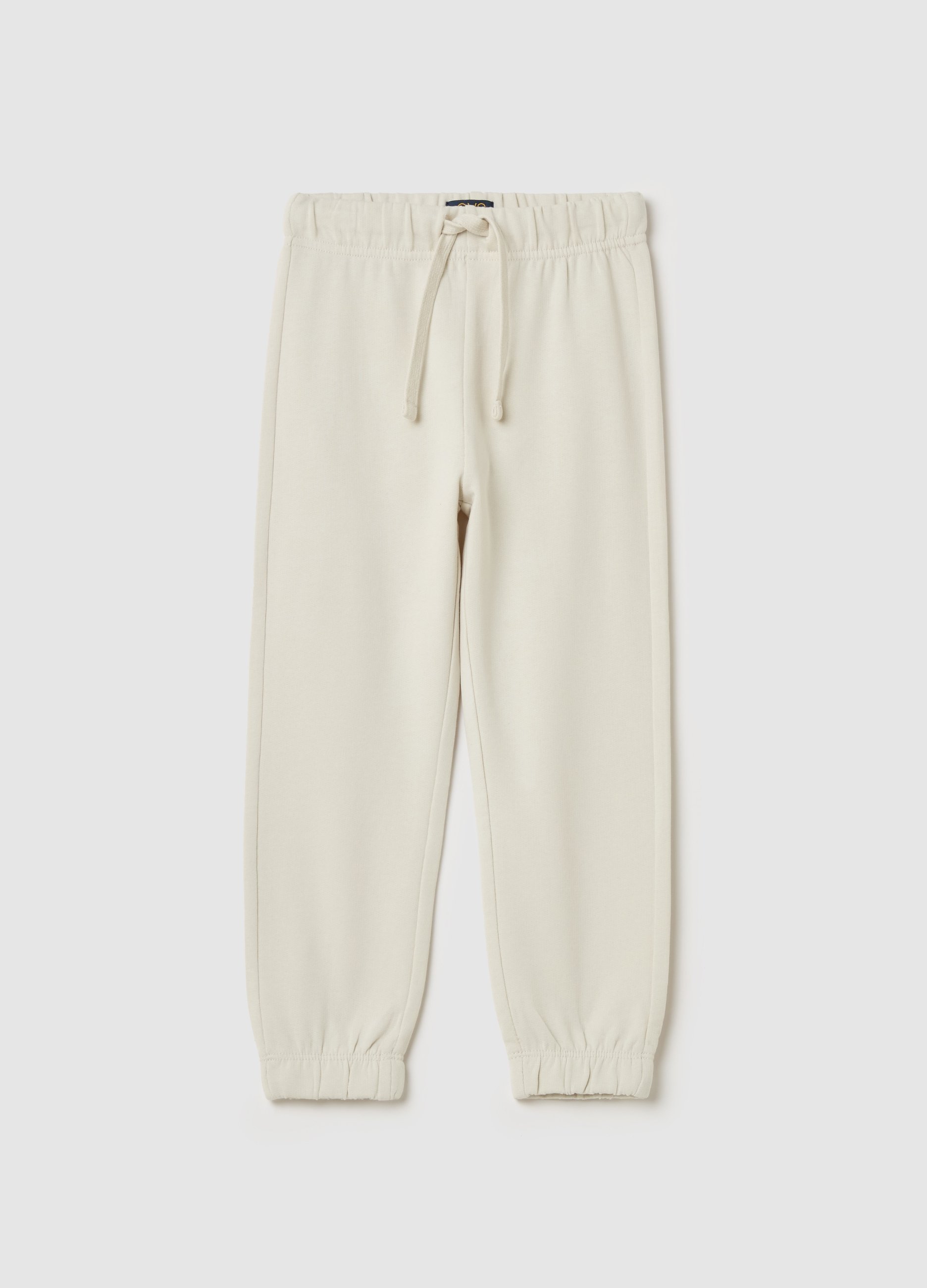 Joggers Con Cordón Y Ribetes Elásticos, Niño, Blanco crema, Talla: 3-4