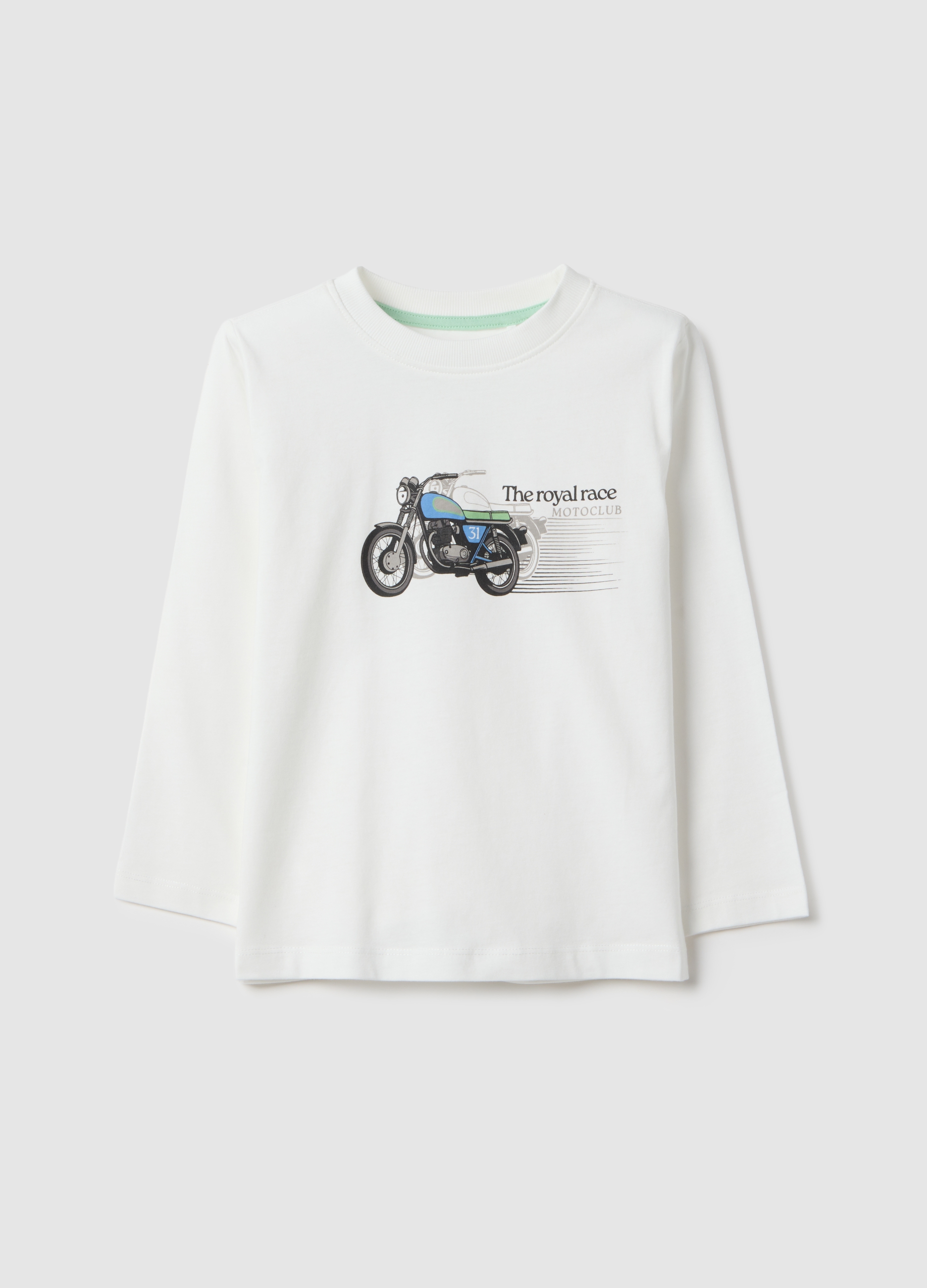 OVS KIDS, Camiseta Blanca De Algodón Puro Regular Fit Con Estampado, Niño, Blanco óptico, Talla: 4-5